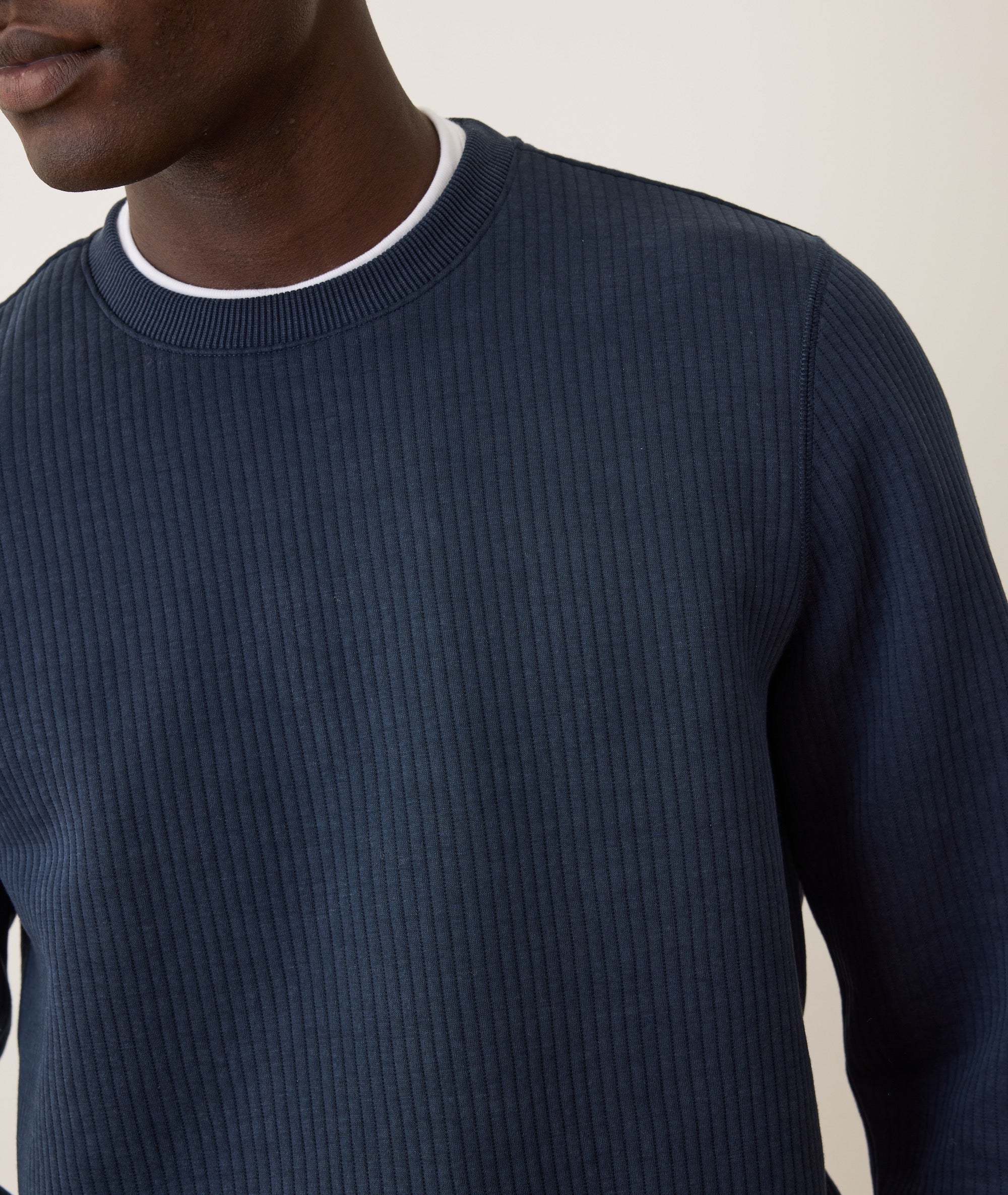 Corbet Quilted Crewneck - Navy