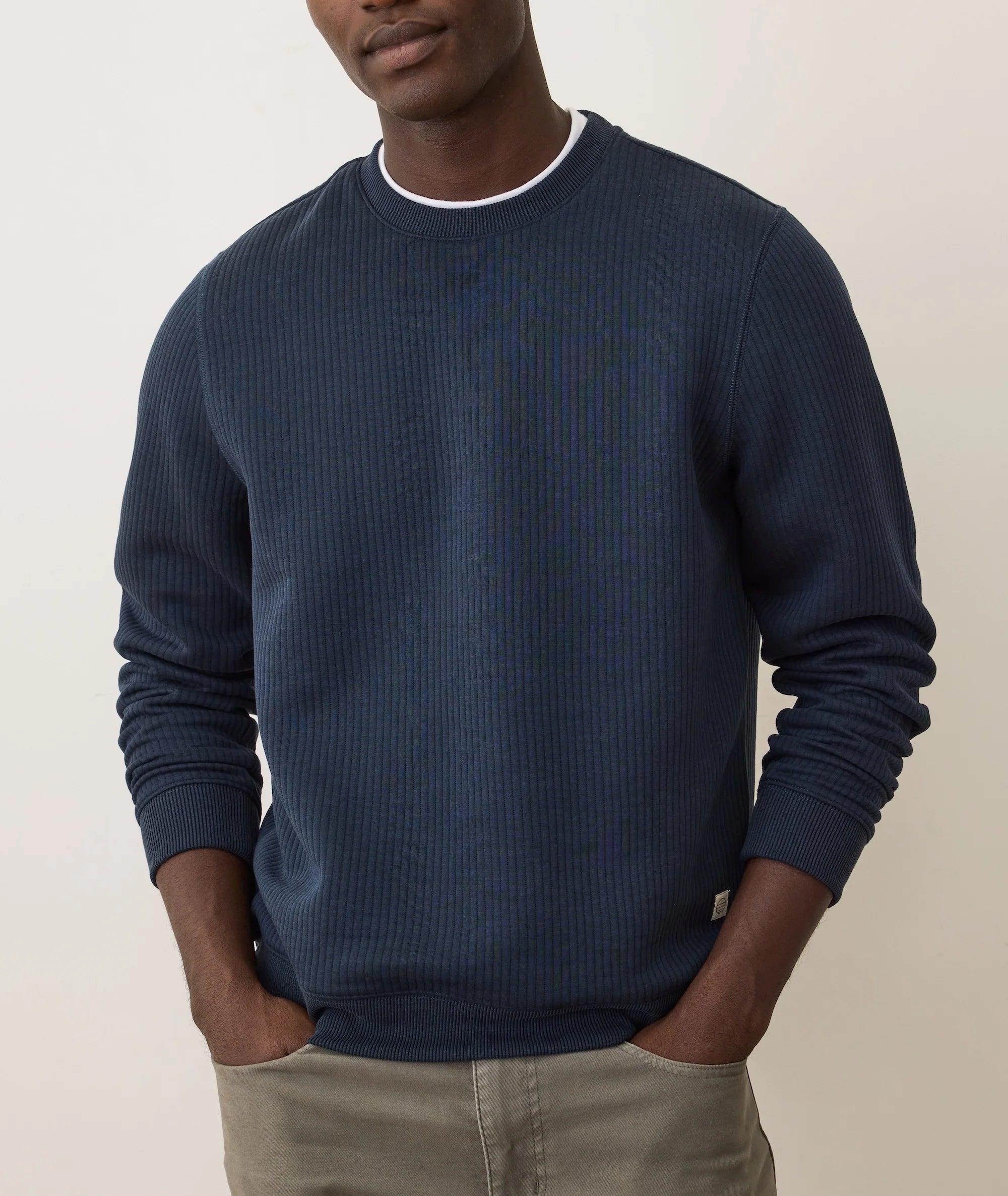 Corbet Quilted Crewneck - Navy