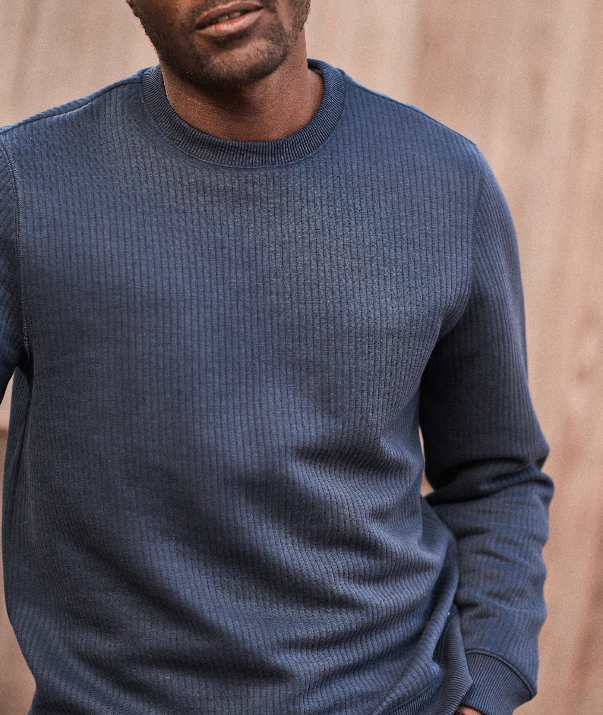 Corbet Quilted Crewneck - Navy