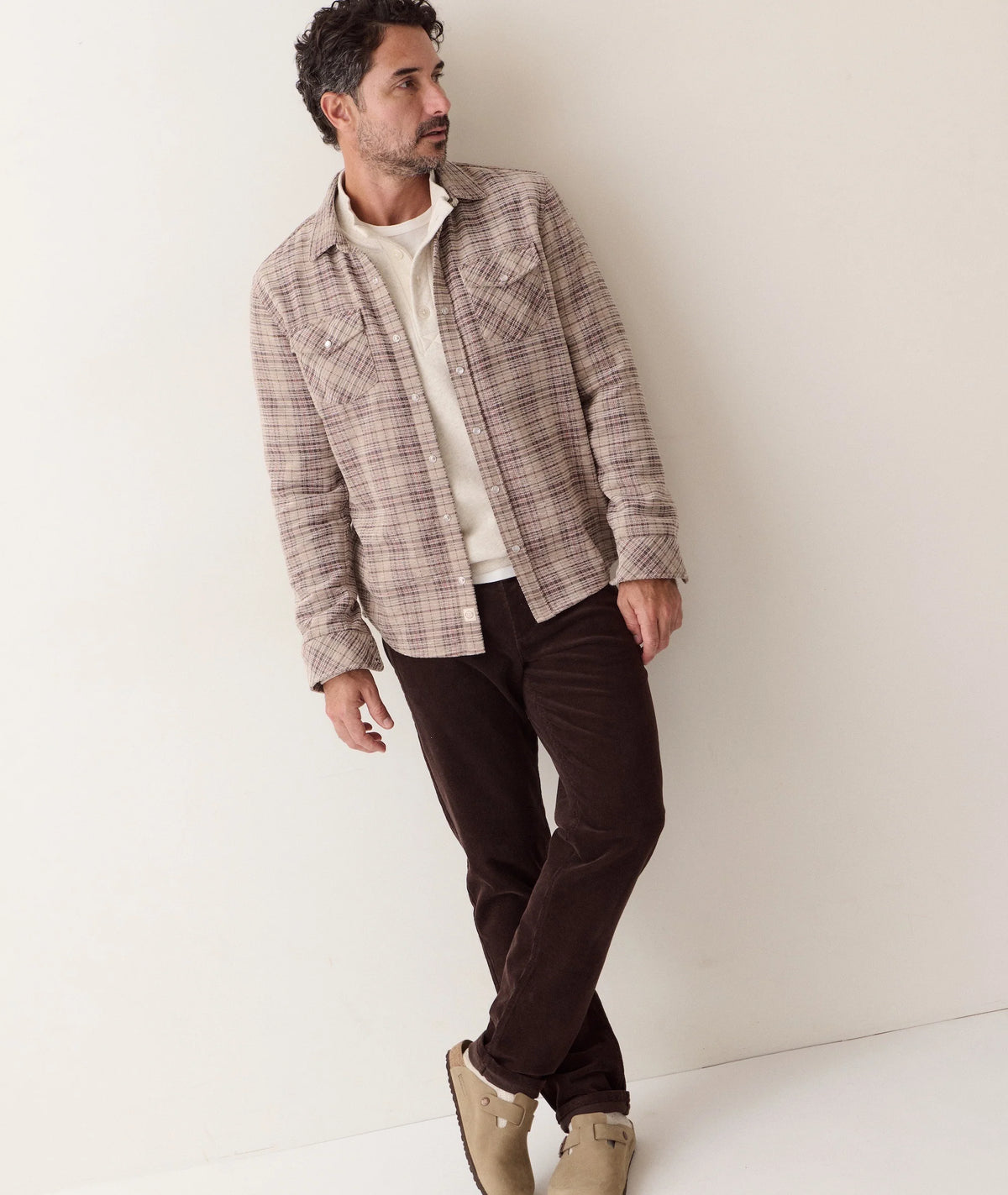 The Clark Corduroy Shirt - Brown Plaid
