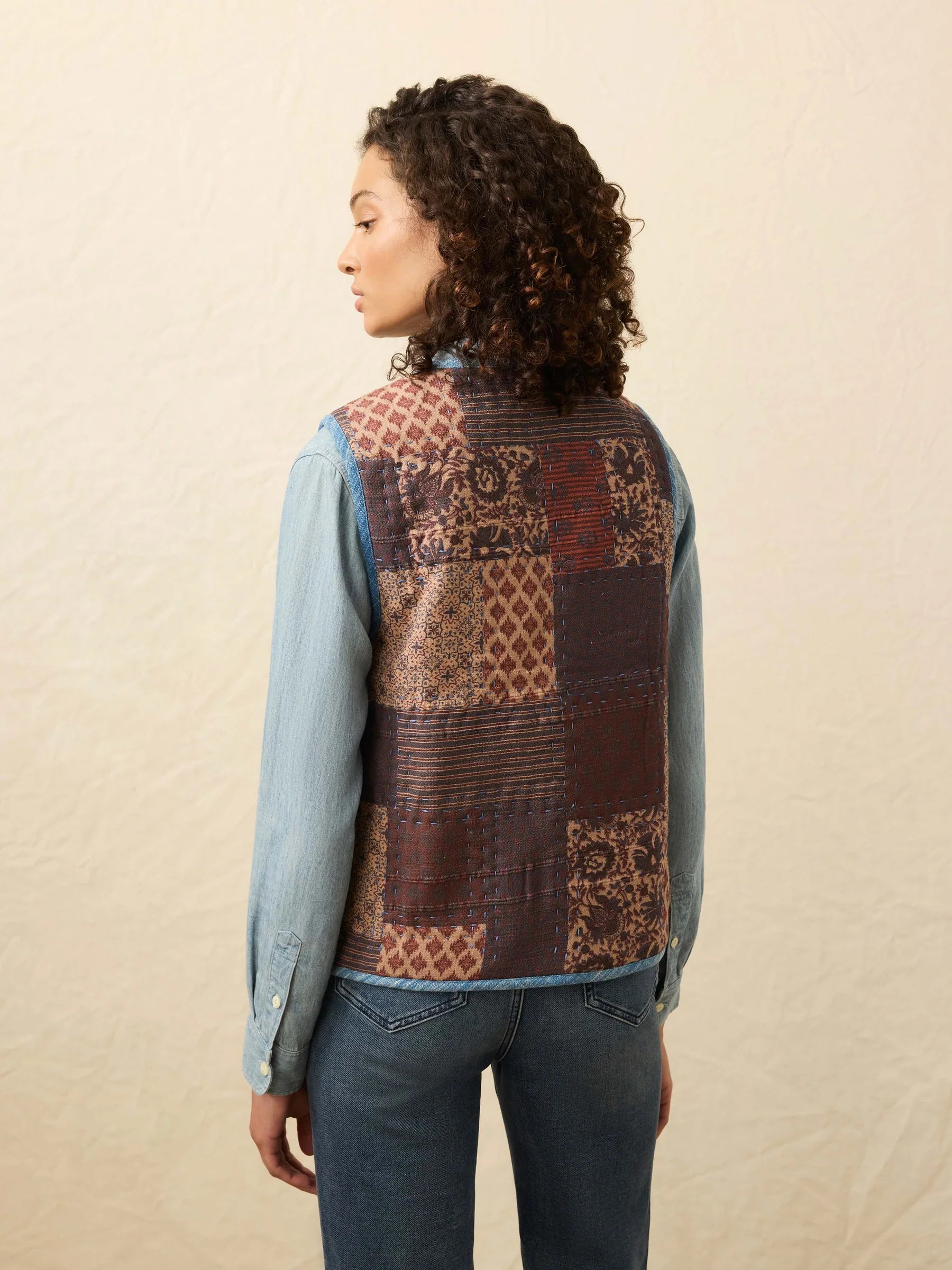 Indigo Quilted Patchwork Vest