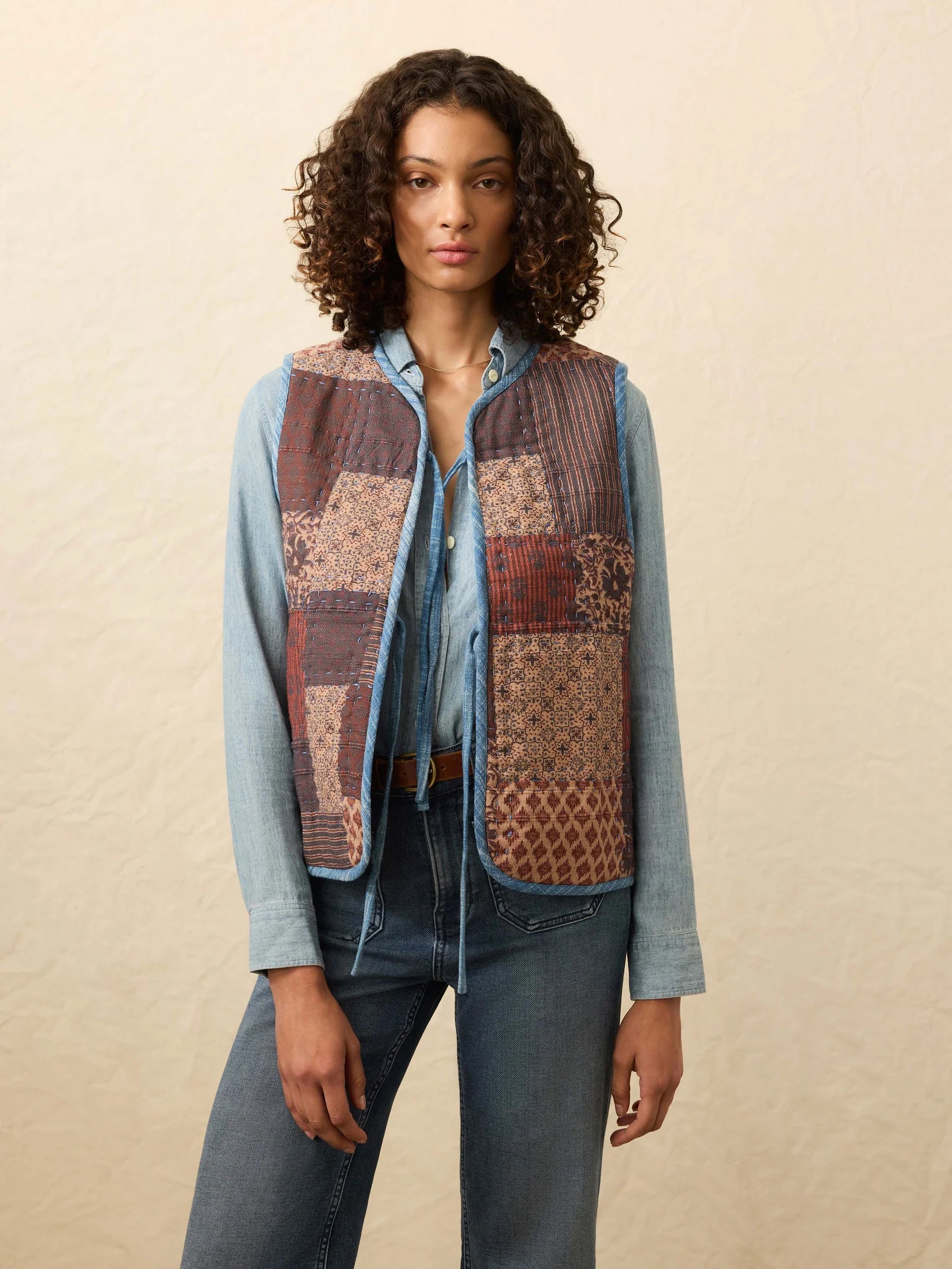 Indigo Quilted Patchwork Vest