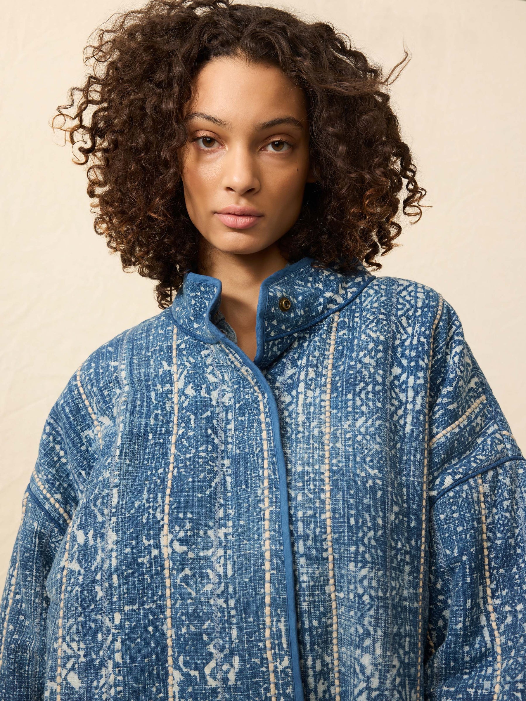 Indigo Quilted Patchwork Jacket