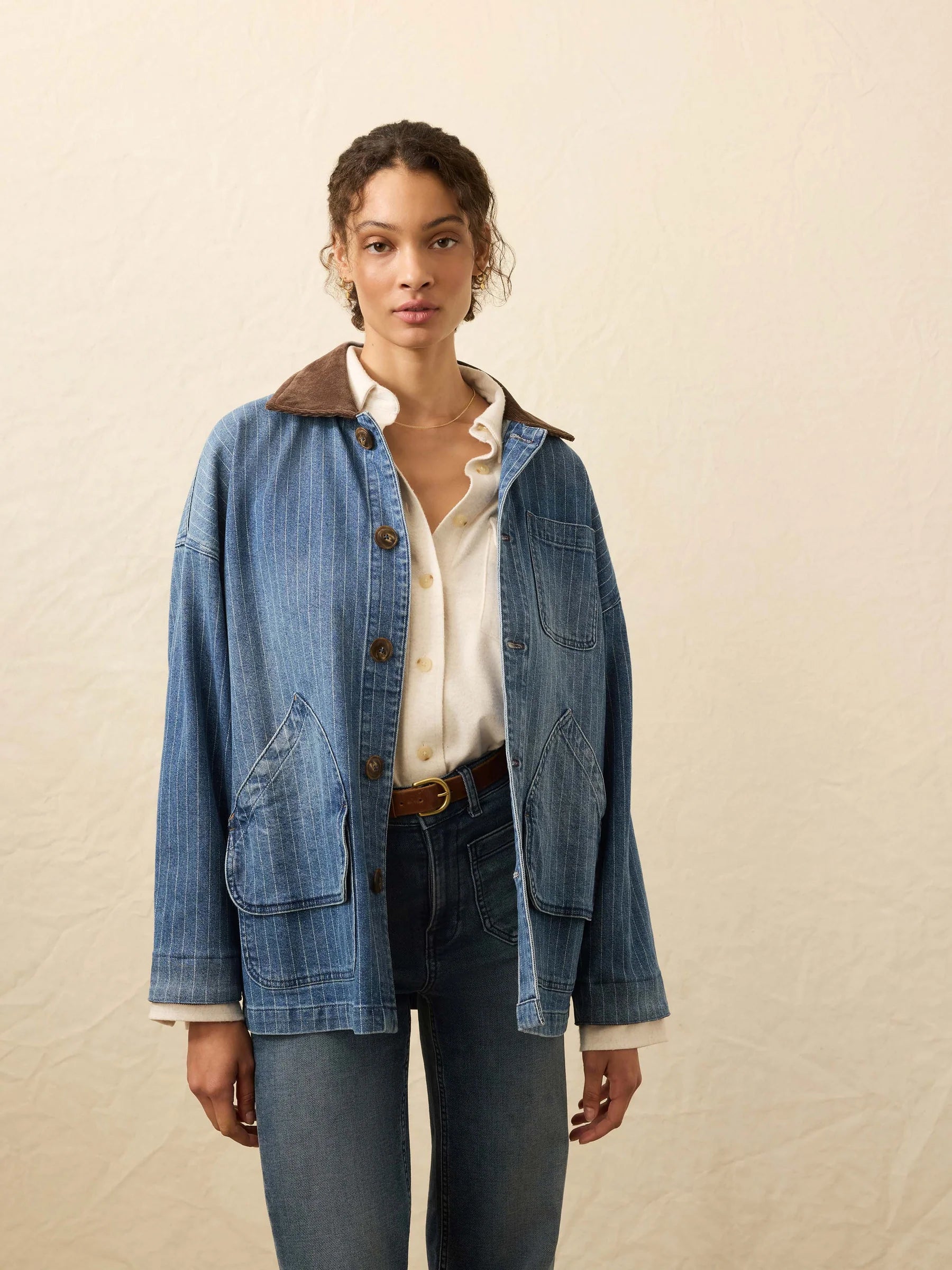 Sunwashed Denim Barn Jacket - Dusk Stripe Wash