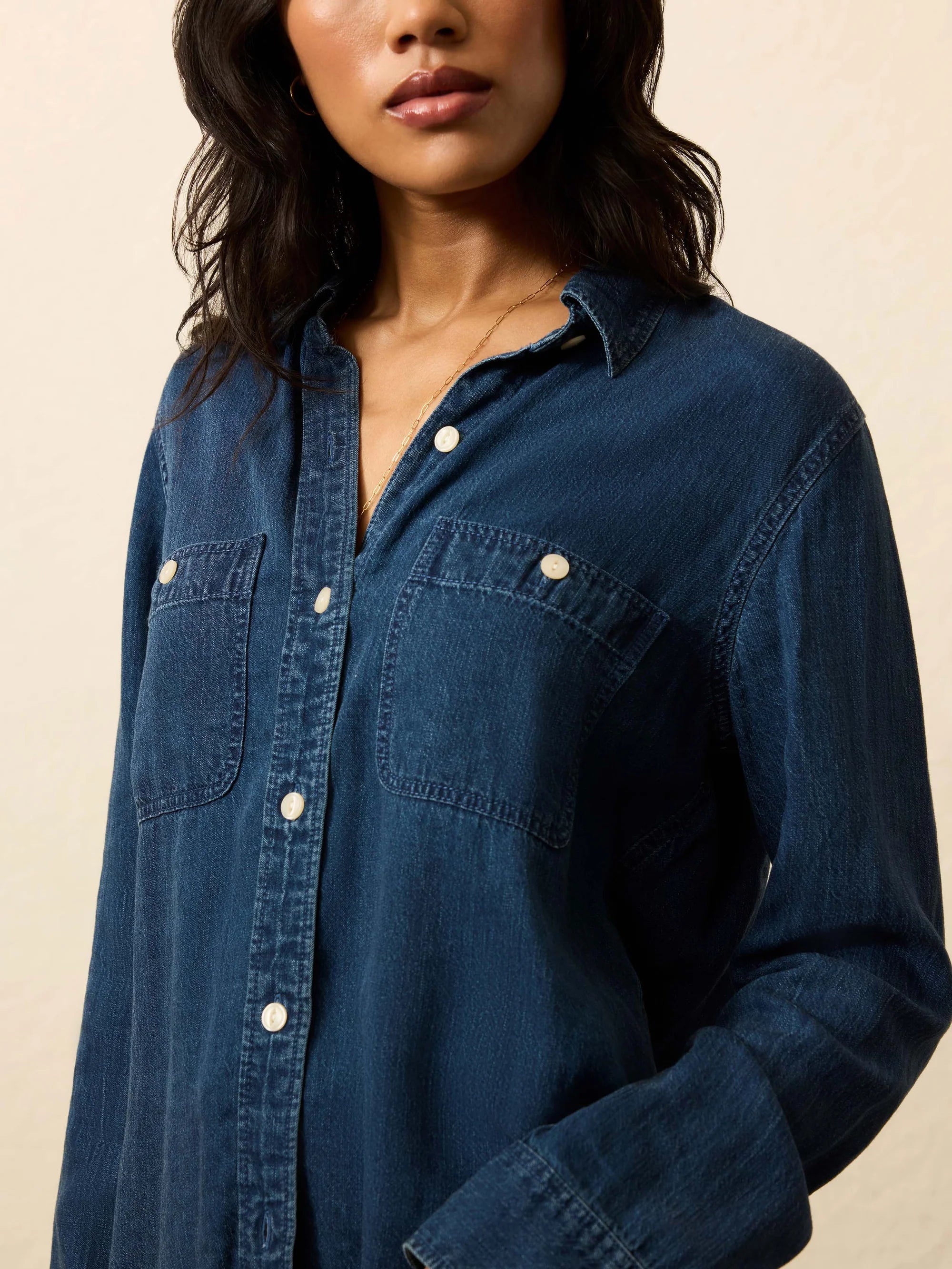 The Tried and True Chambray Shirt - Night Lagoon Wash
