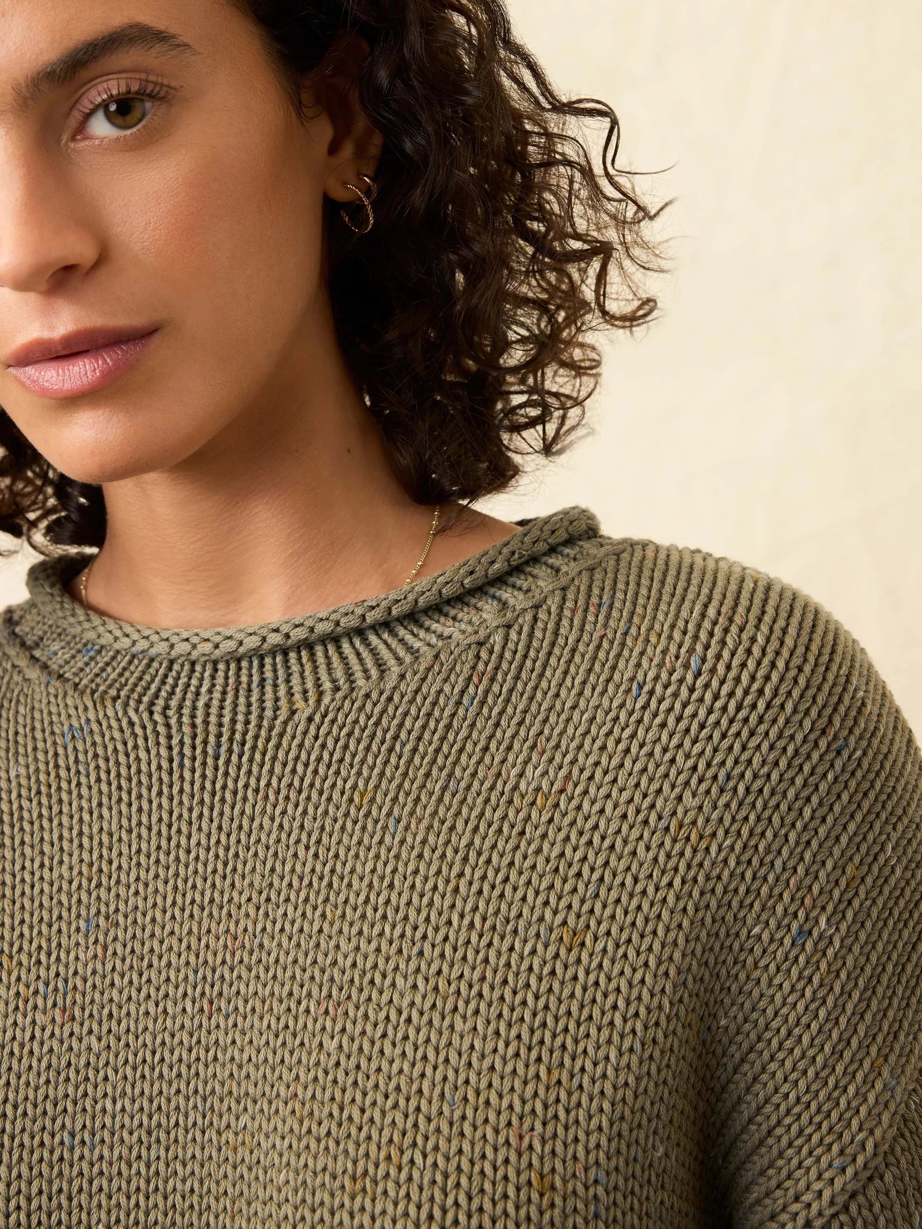 Sunwashed Cotton Roll Neck Sweater