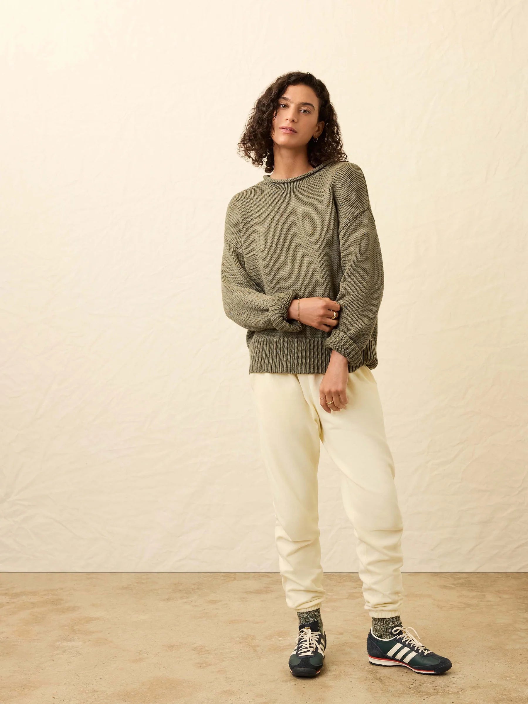 Sunwashed Cotton Roll Neck Sweater