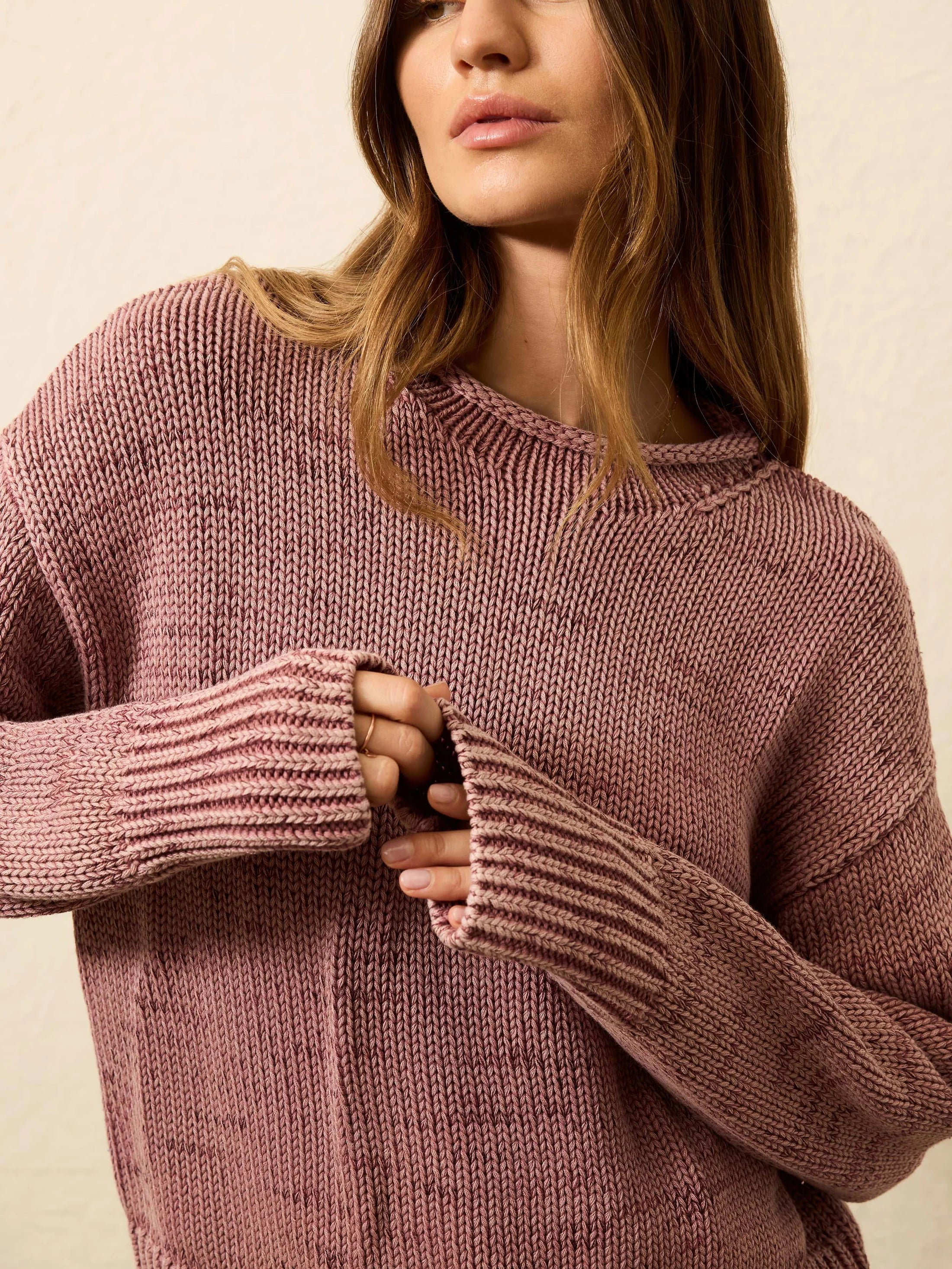 Sunwashed Cotton Roll Neck Sweater