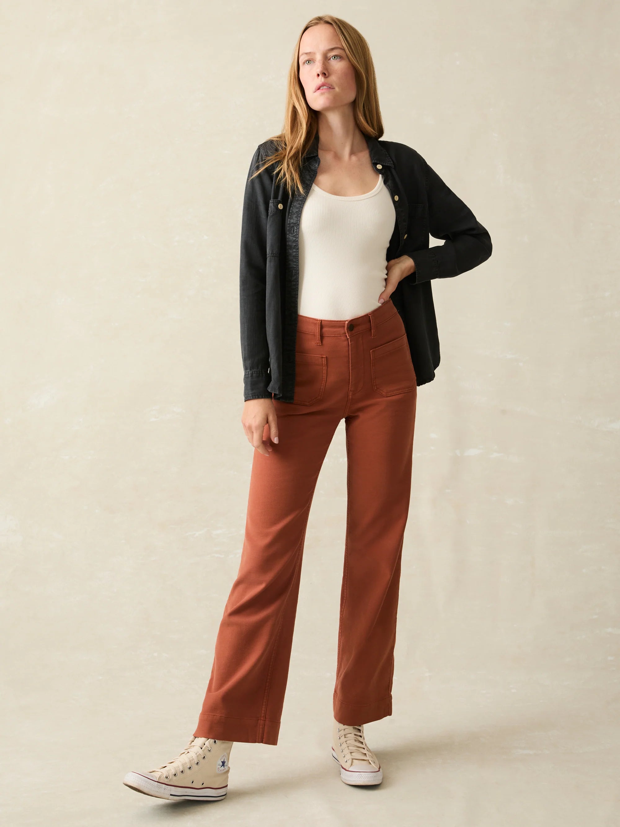 Stretch Terry Patch Pocket Full Length Pant