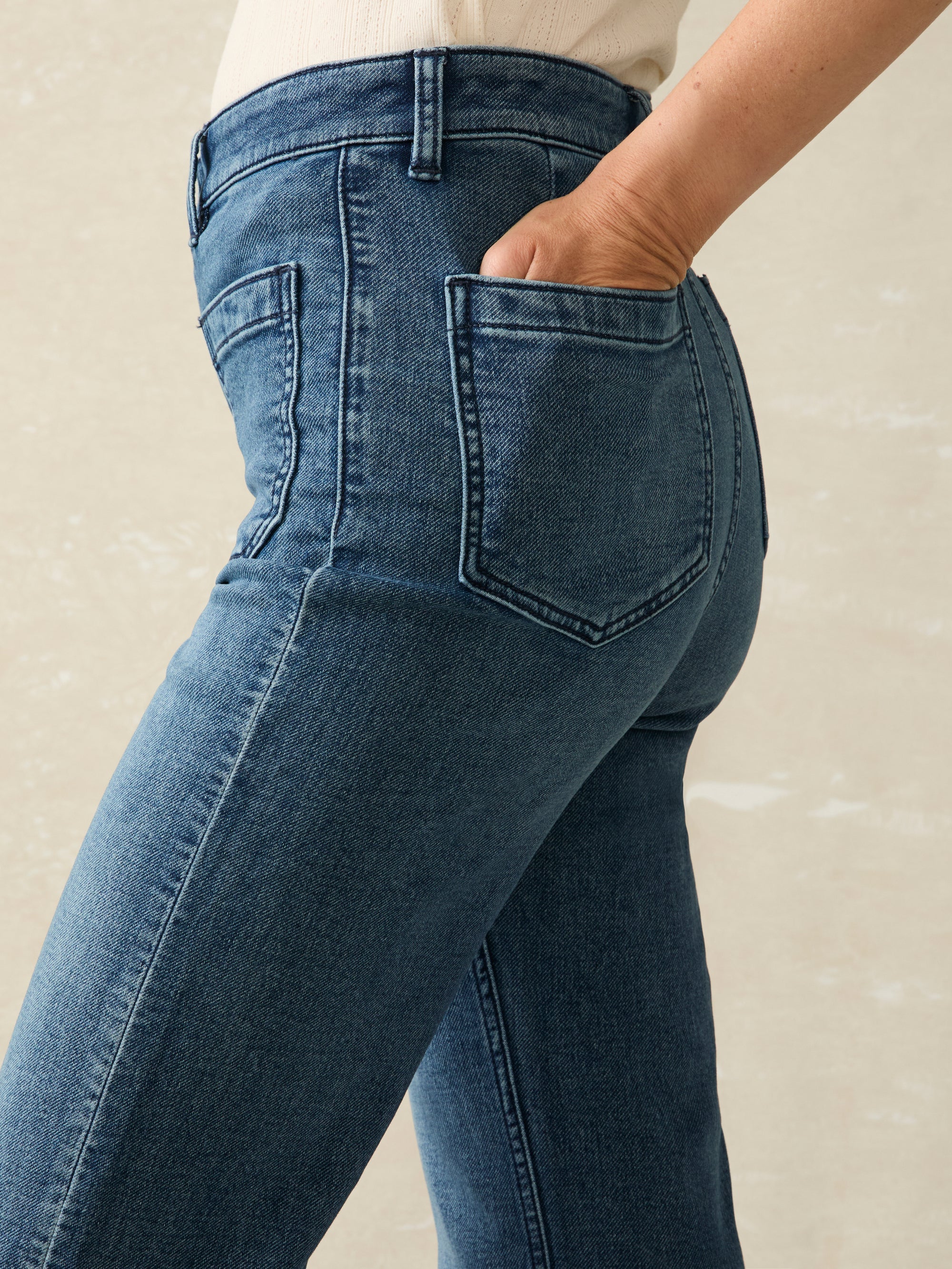 Stretch Terry Patch Pocket Full Length Pant - Riverton Wash