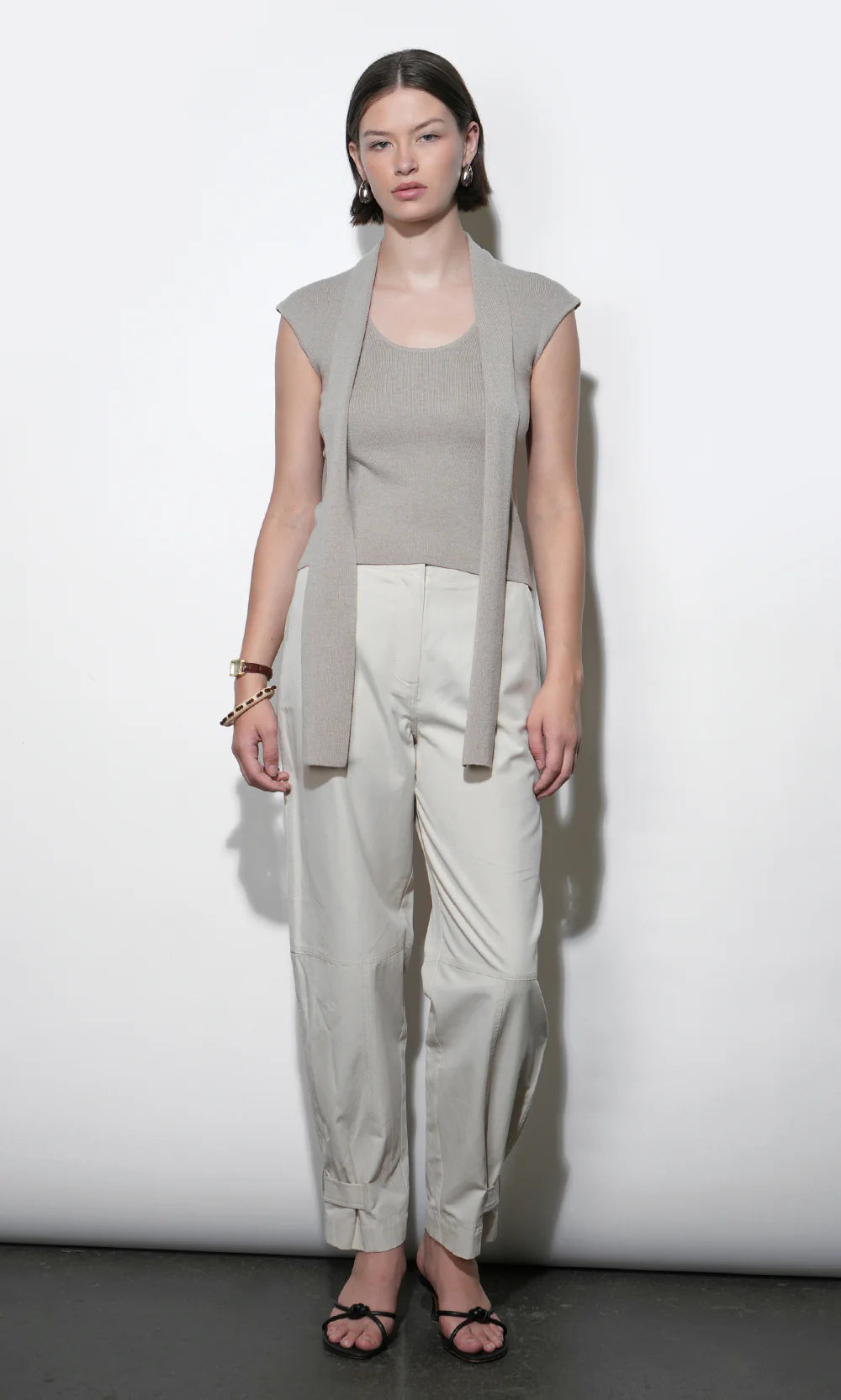 Hannah Scarf Knit Top - Oat