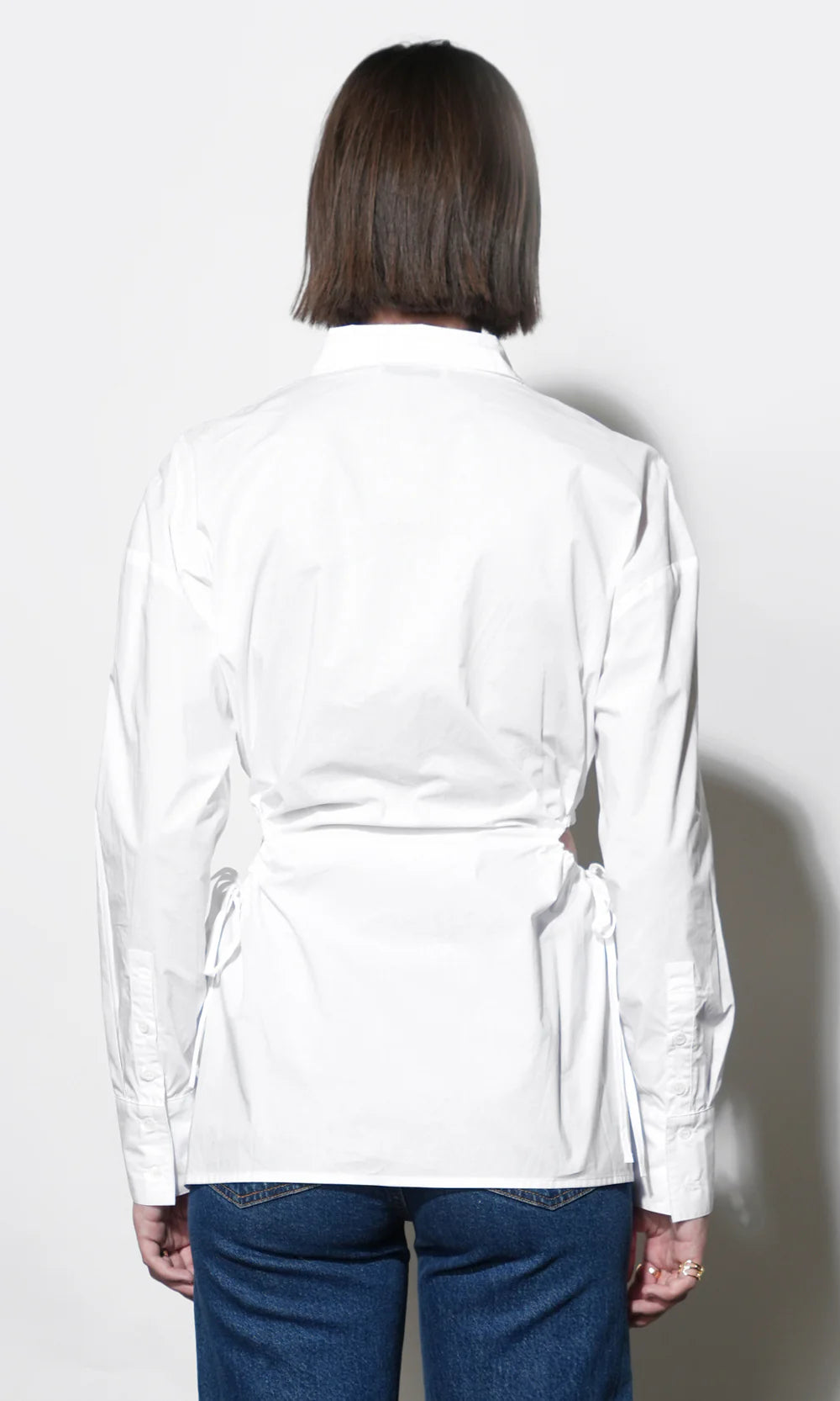 Naira Side Open Drawstring Shirt - White