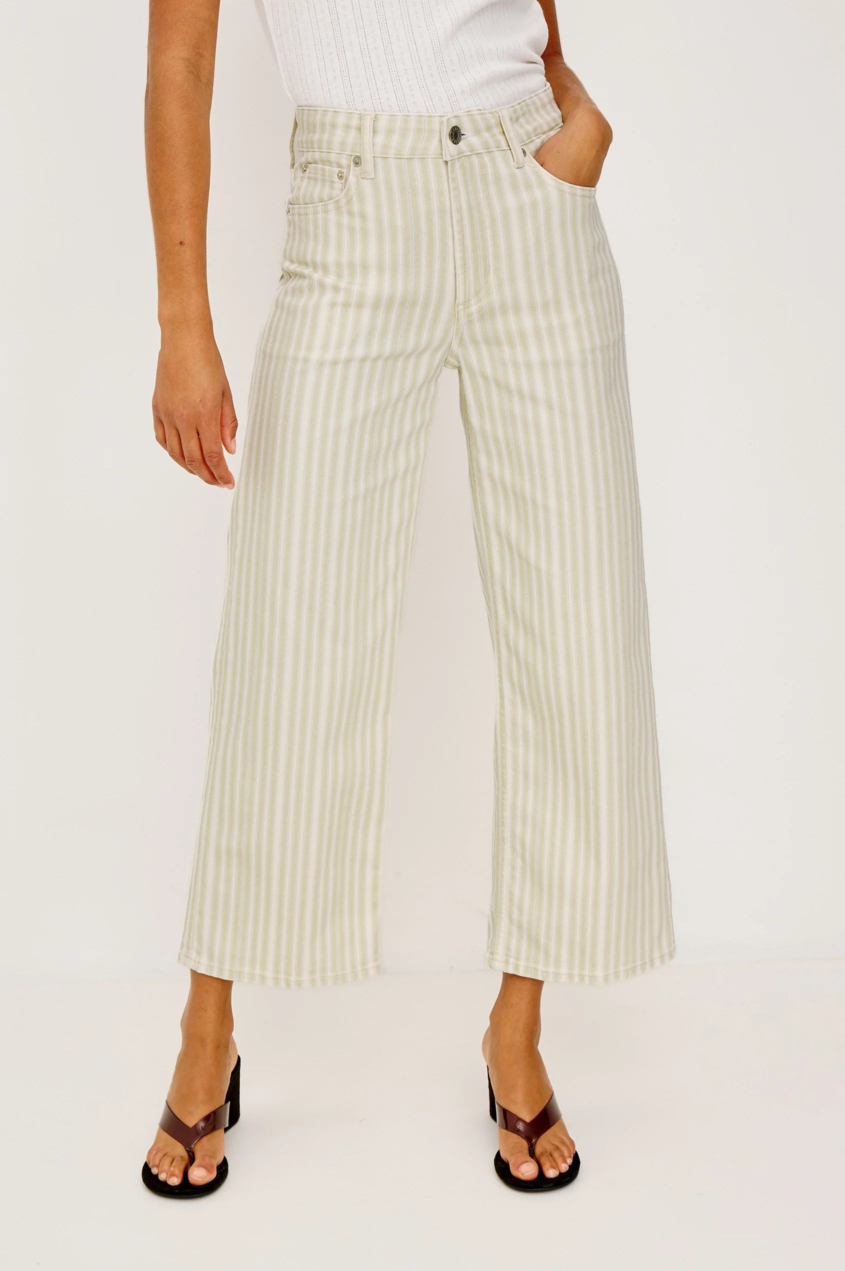 Getty Crop Wide Leg - Malibu Stripe