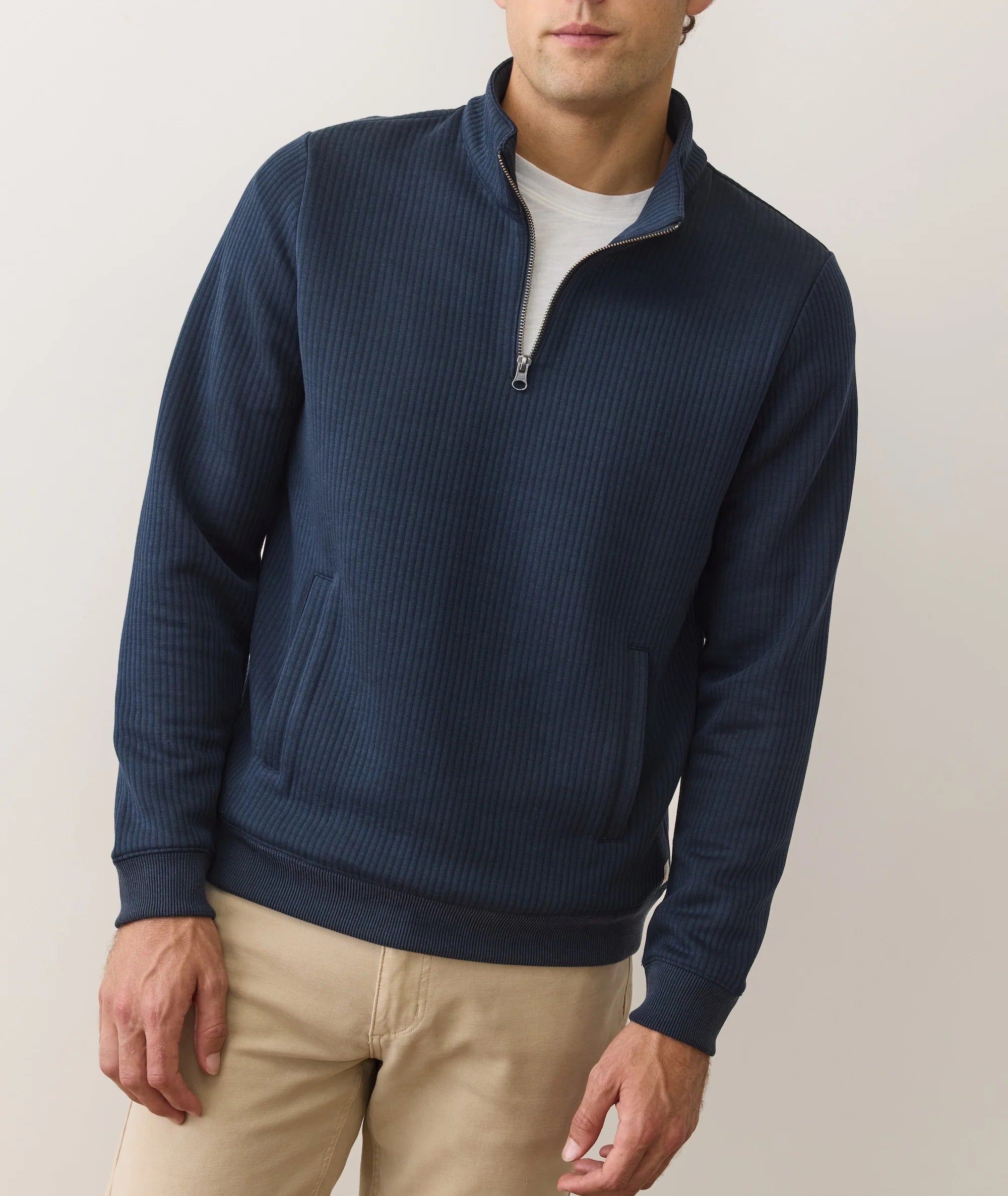 Corbet Quilted Quarter Zip - Navy