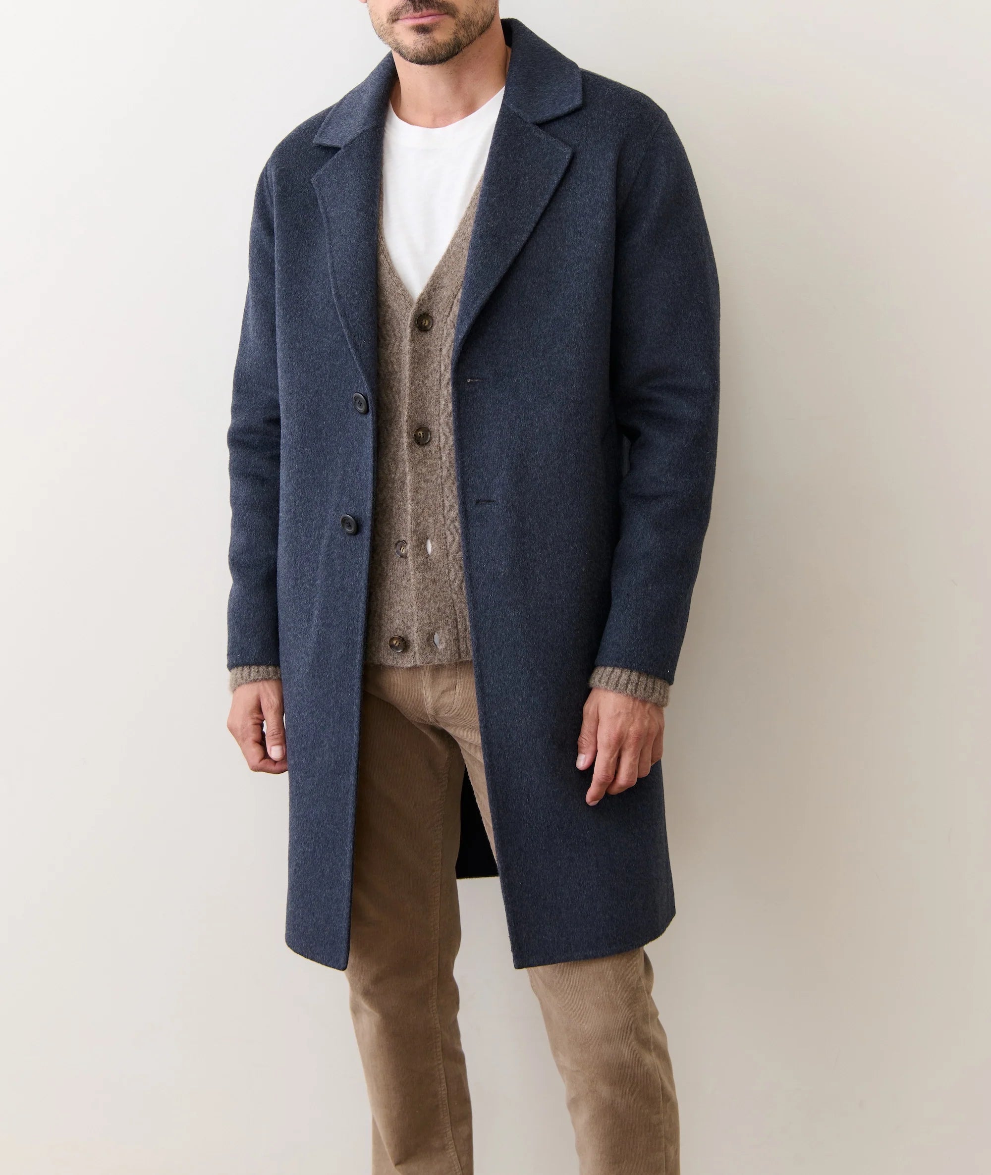 Irving Wool Longline Coat - Navy Heather