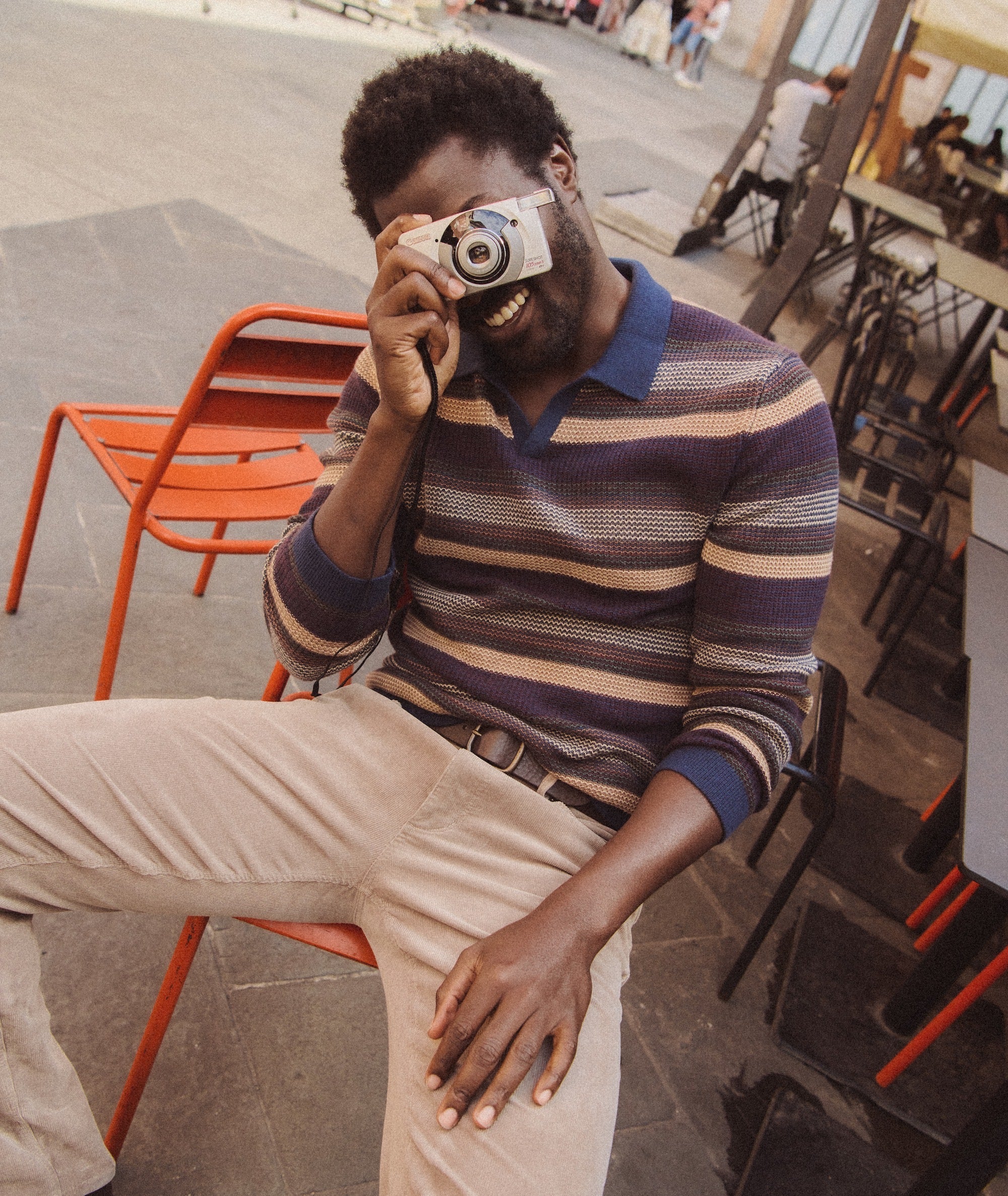 Liam Long Sleeve Sweater Polo - Warm Multi Stripe