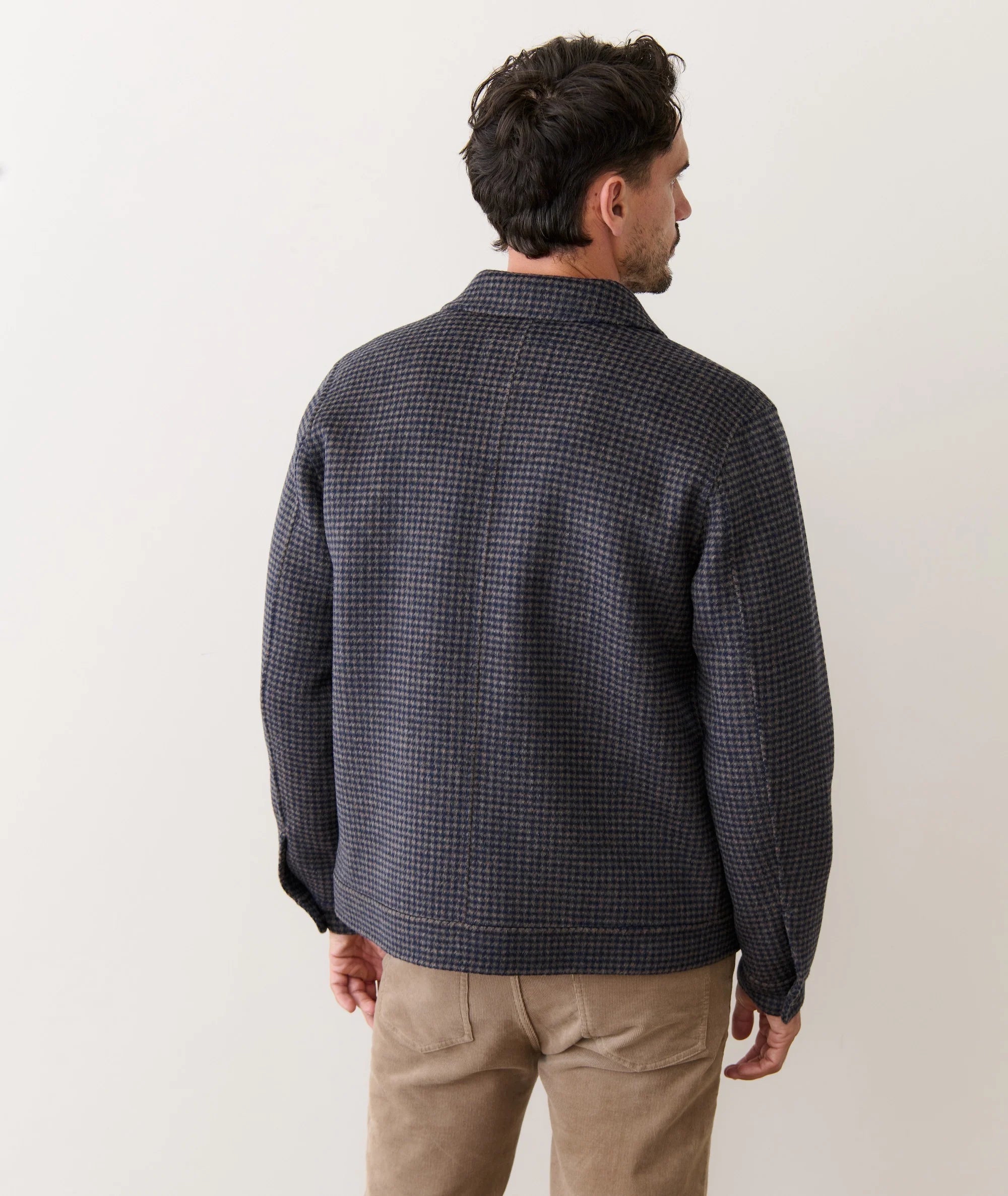 Luca Wool Jacket - Navy/Taupe Houndstooth