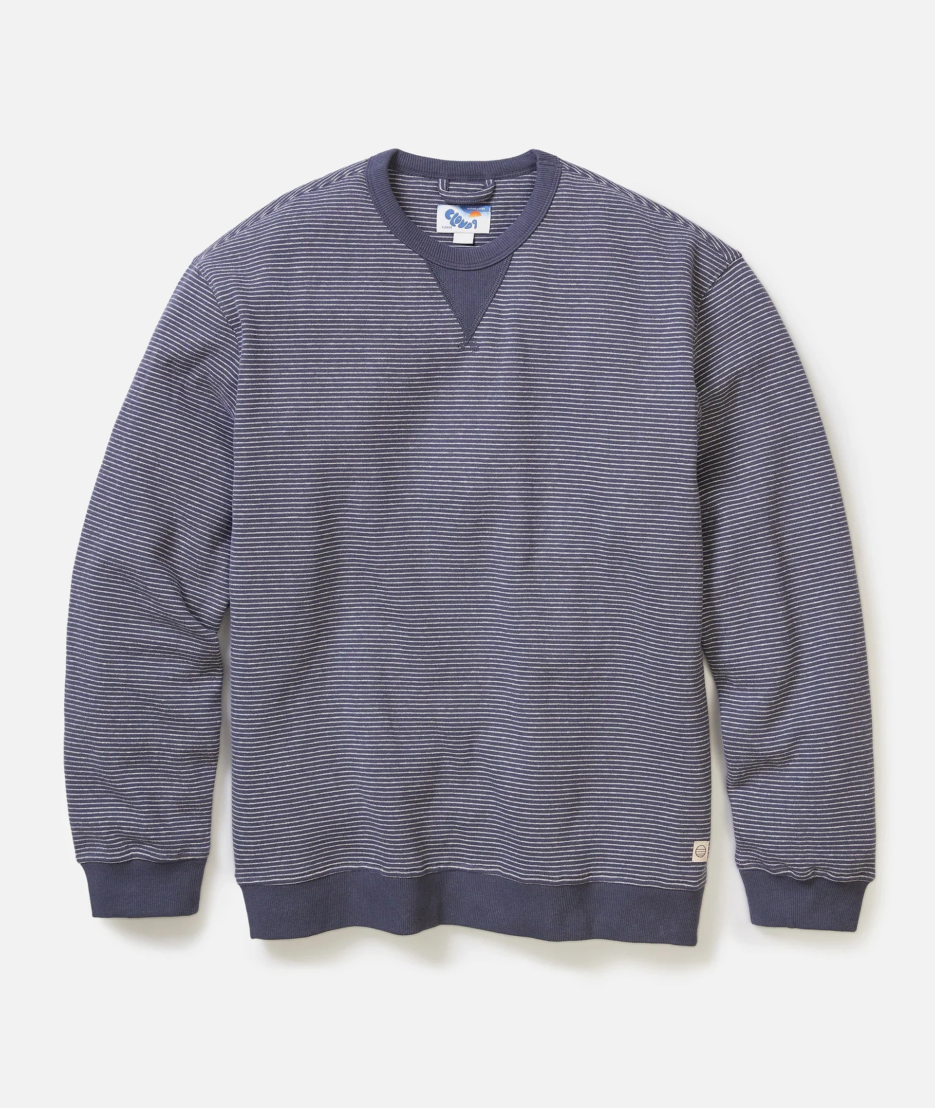 Cloud 9 Fleece Relaxed Crewneck - Navy Mini Stripe