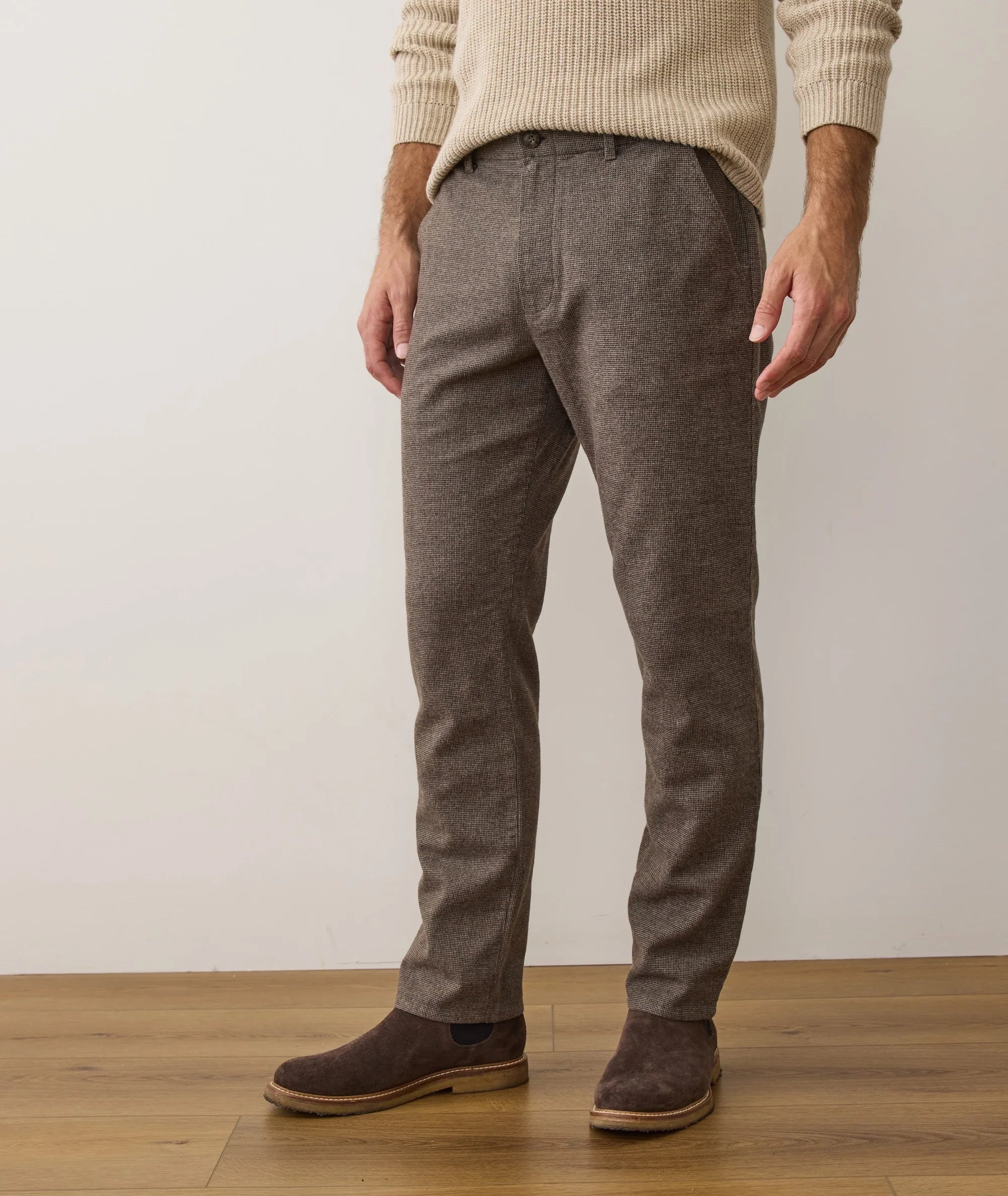 Saturday Houndstooth Slim Straight Chino - Dark Taupe