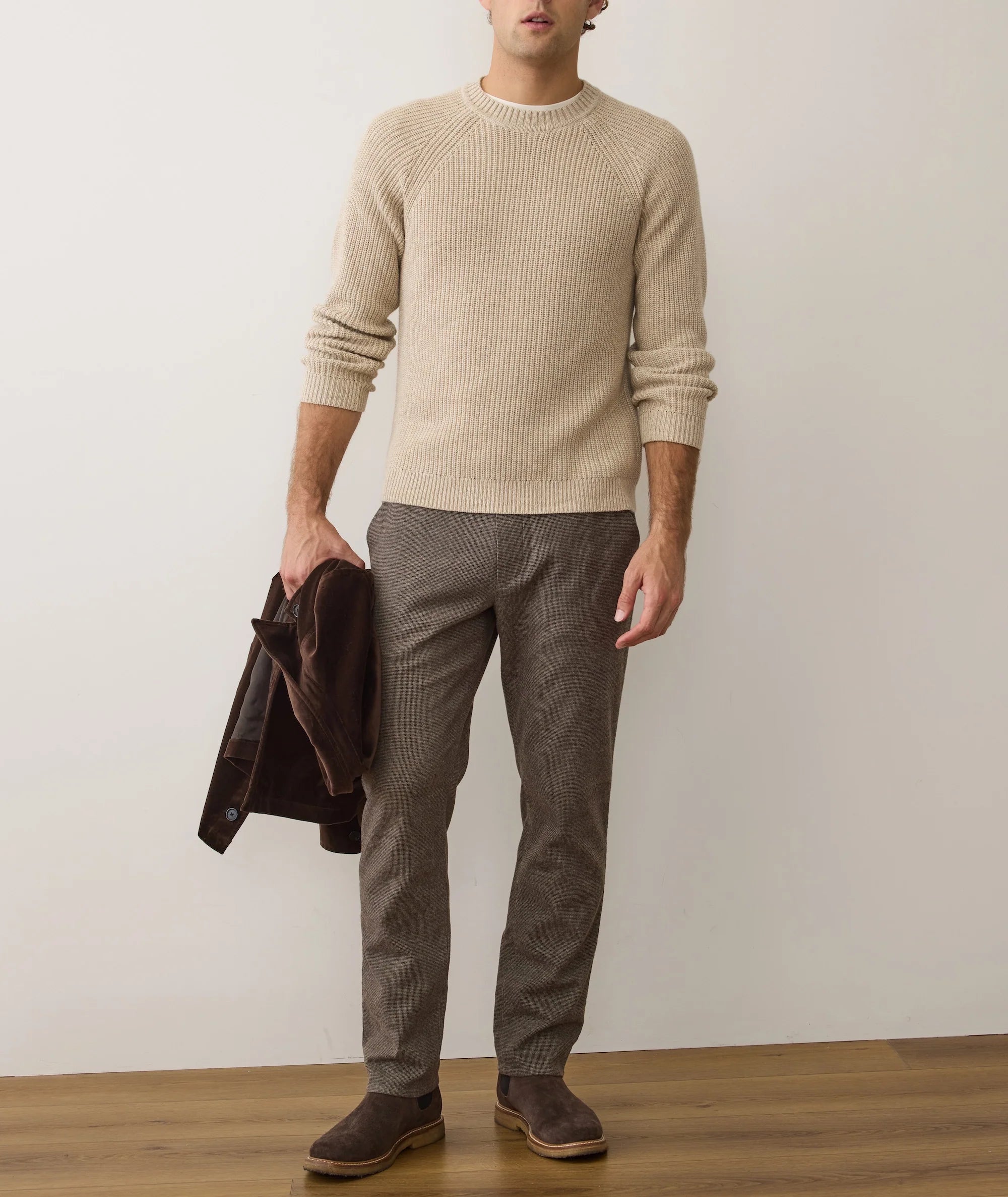 Saturday Houndstooth Slim Straight Chino - Dark Taupe