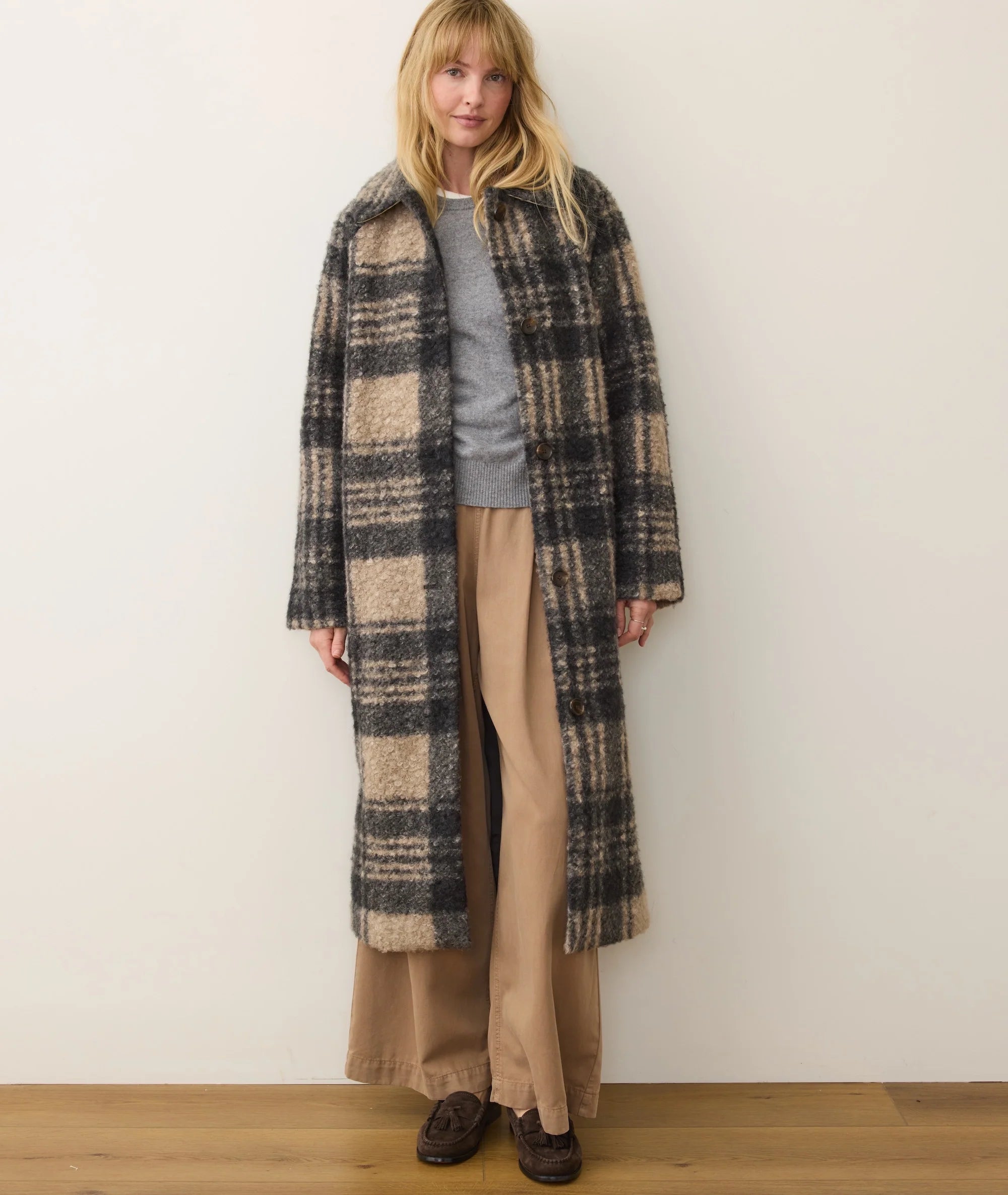 Aspen Coat - Black/Oat Plaid