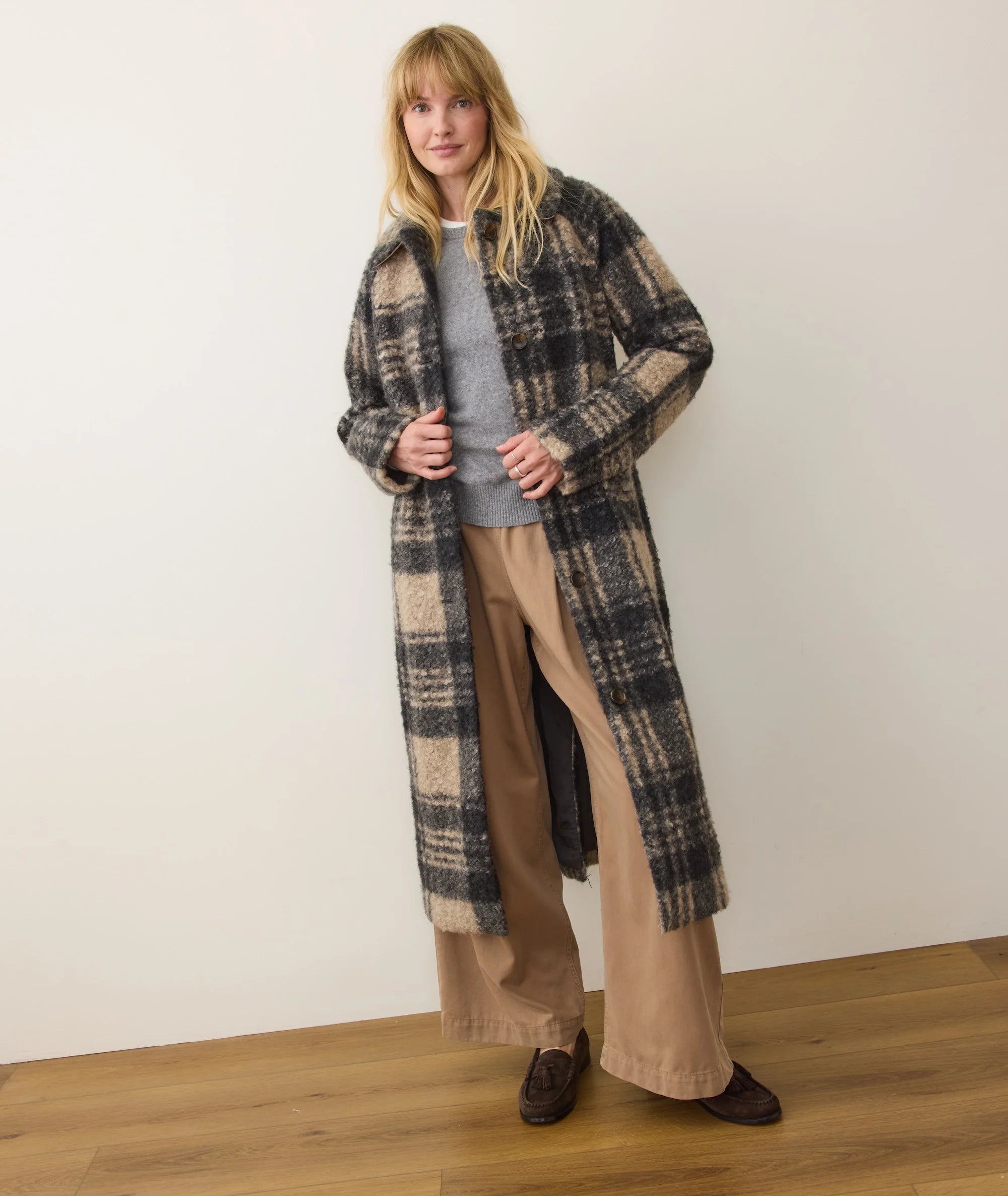 Aspen Coat - Black/Oat Plaid