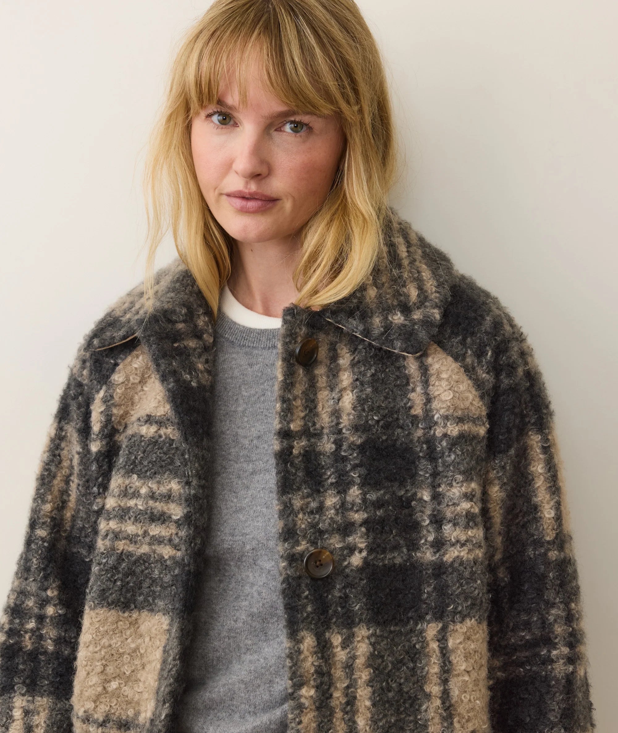 Aspen Coat - Black/Oat Plaid