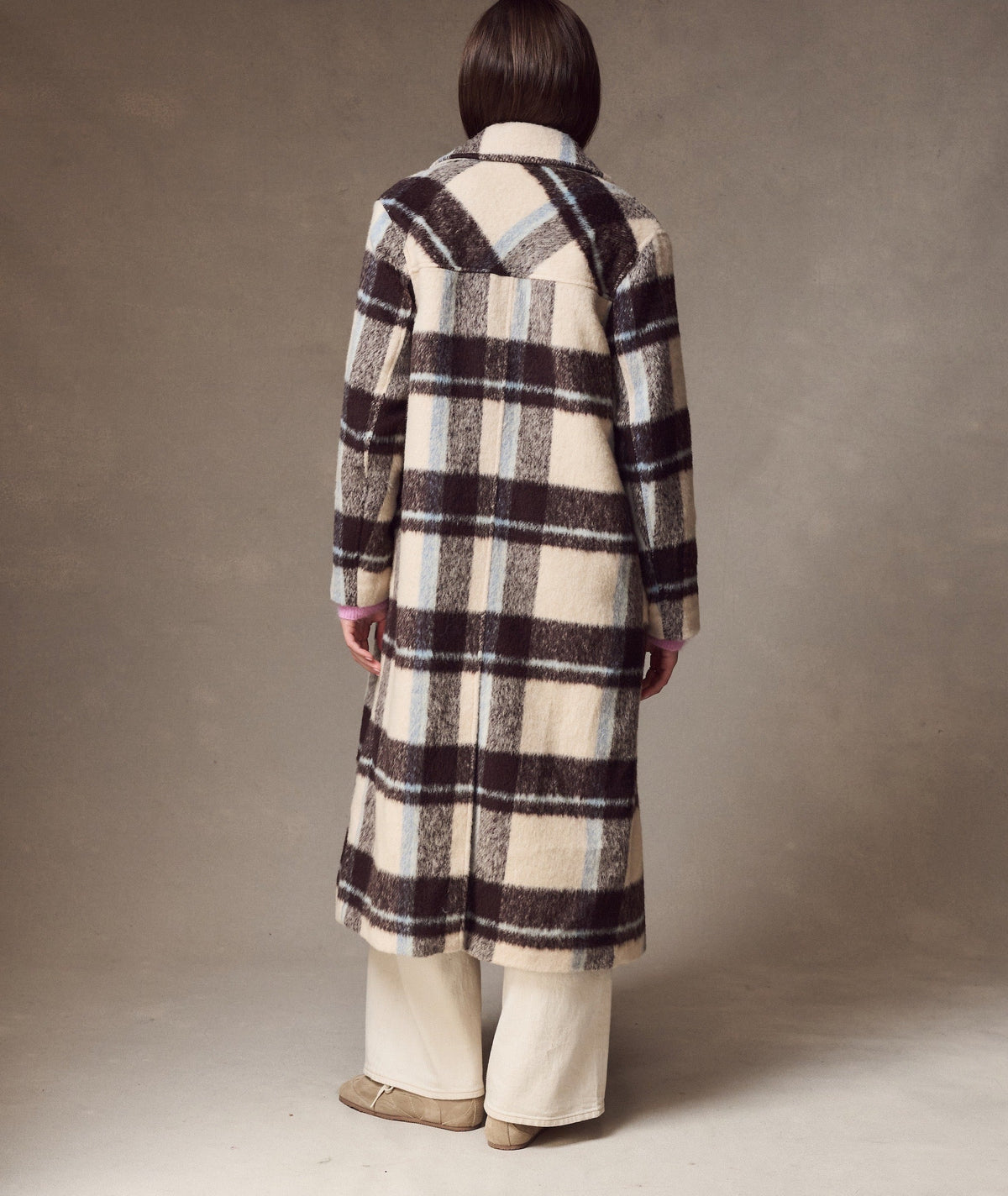 Aspen Coat - Ivory Java Plaid
