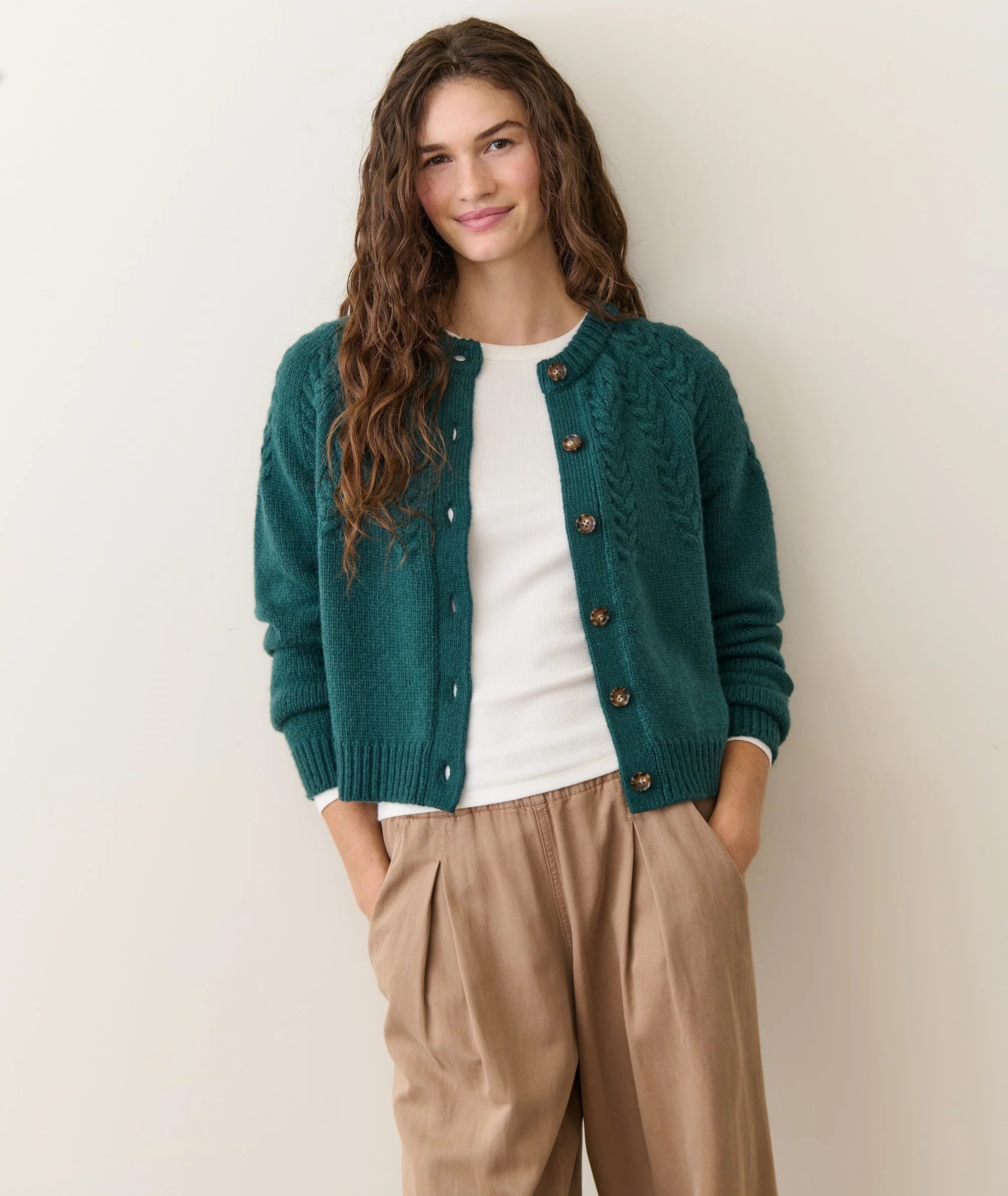 Everly Cable Knit Cardigan - Deep Sea