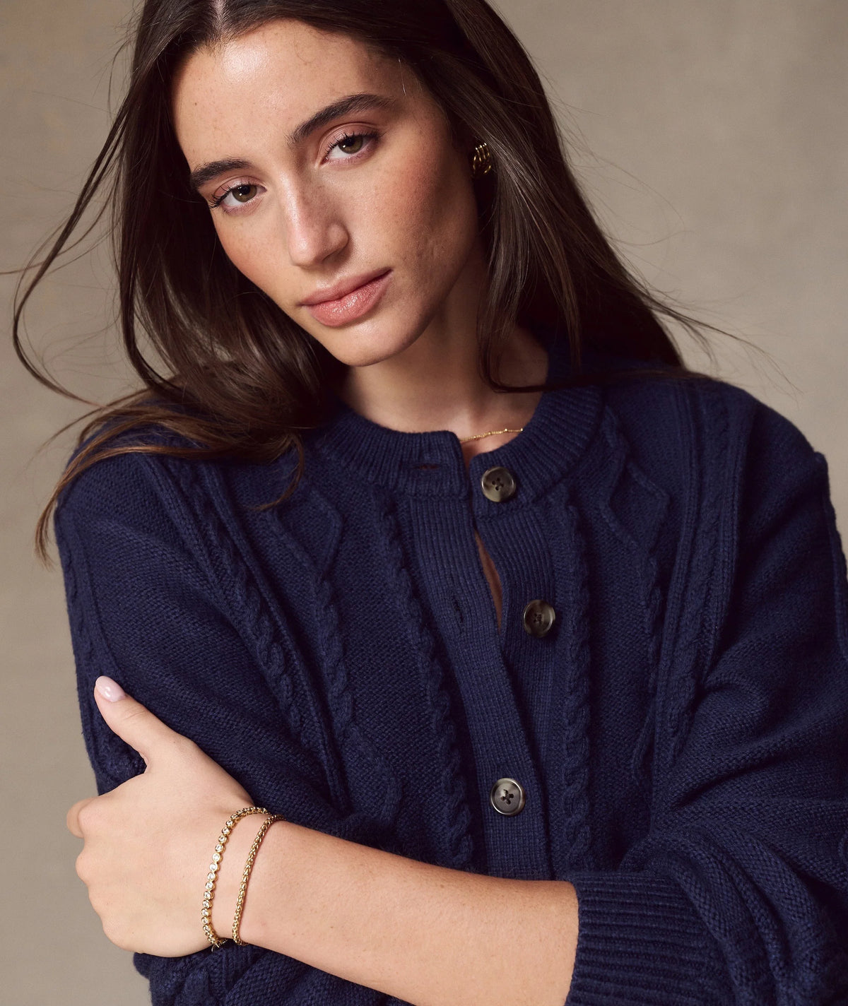 Everly Cable Knit Cardigan - Twilight