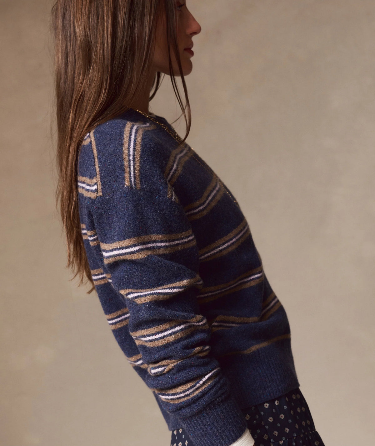 Coastal Merino Crewneck Sweater - Navy Stripe