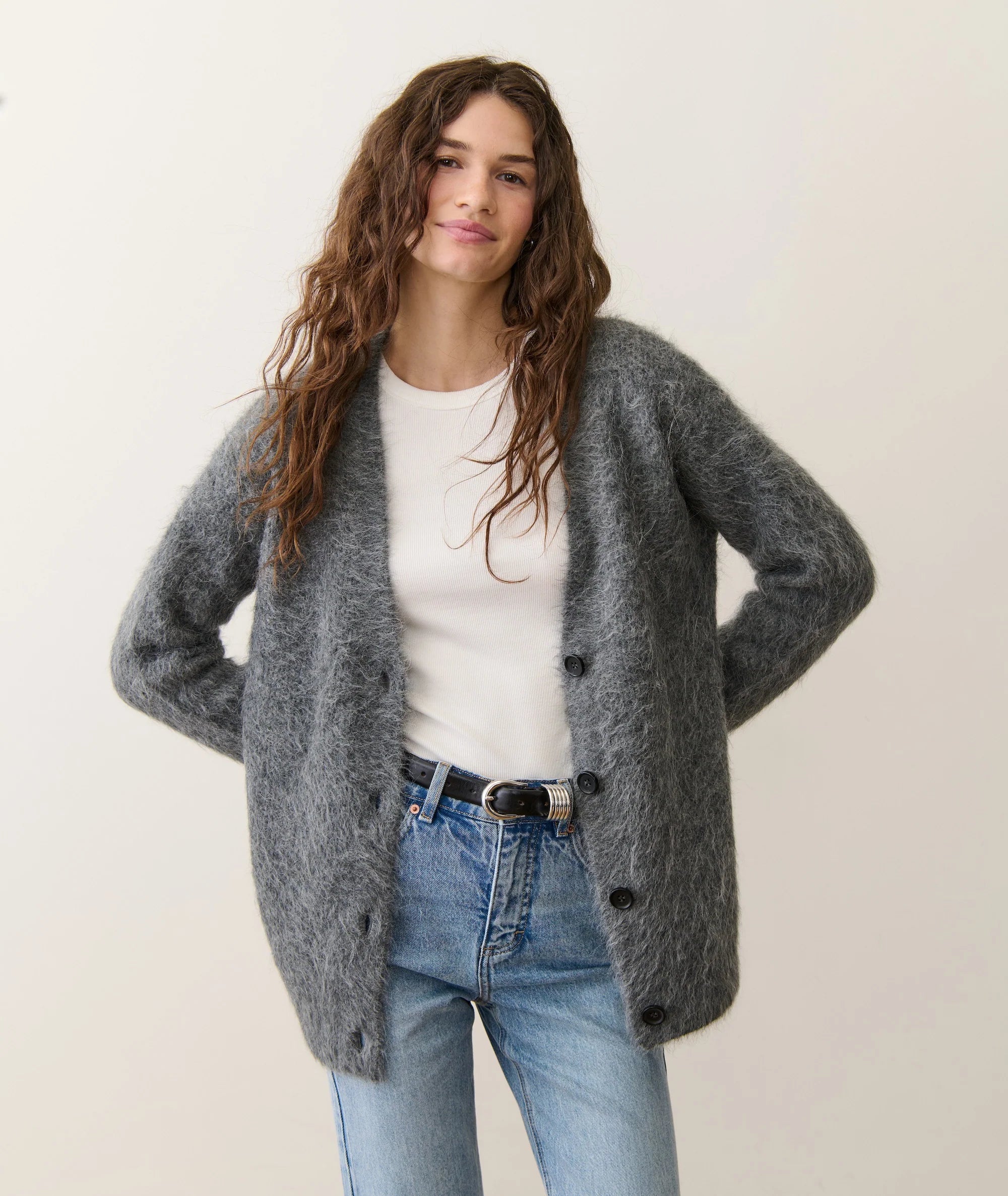 Suri Alpaca Oversized Cardigan - Charcoal