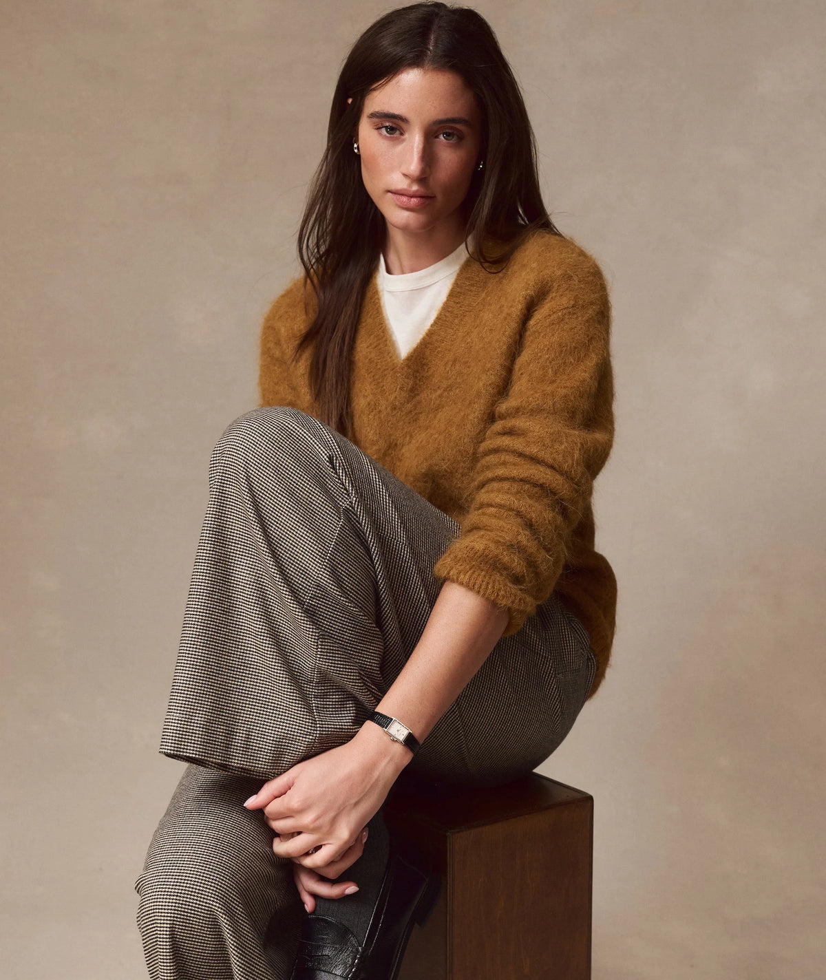 Suri Alpaca V-Neck Sweater - Golden Deep