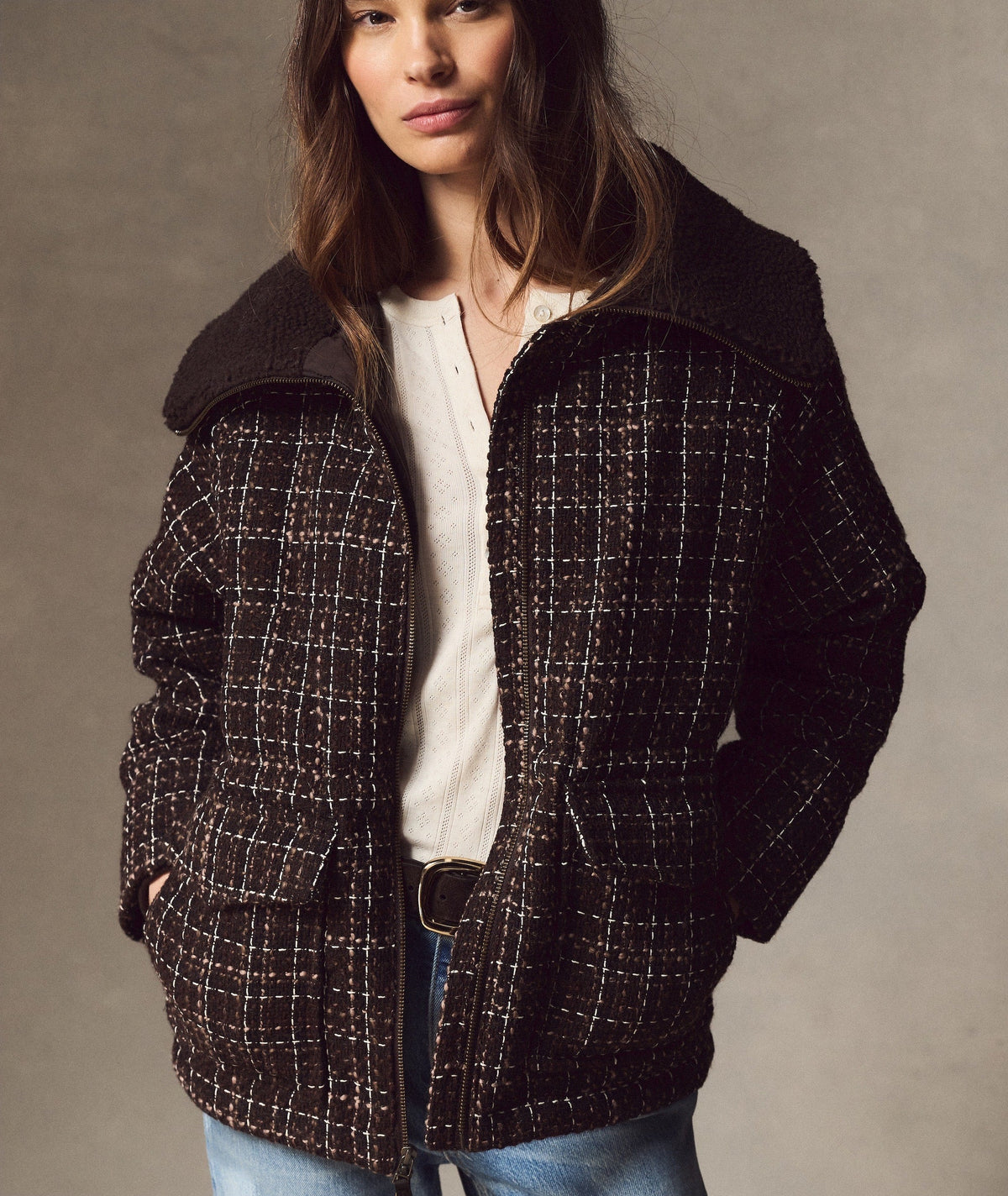 Sutton Tweed Puffer Jacket - Java Plaid