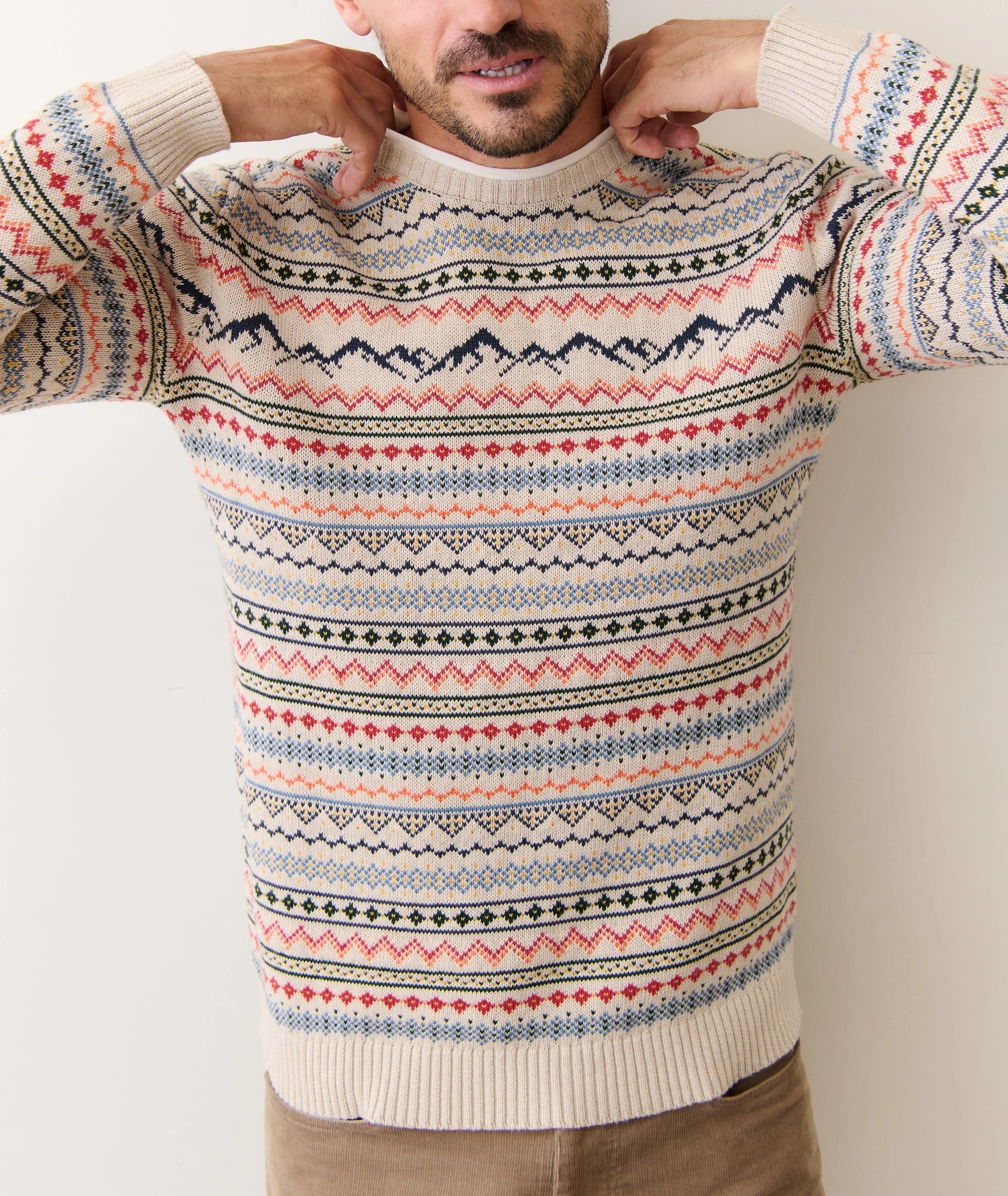 California Fair Isle Crew Sweater - Oatmeal Multi