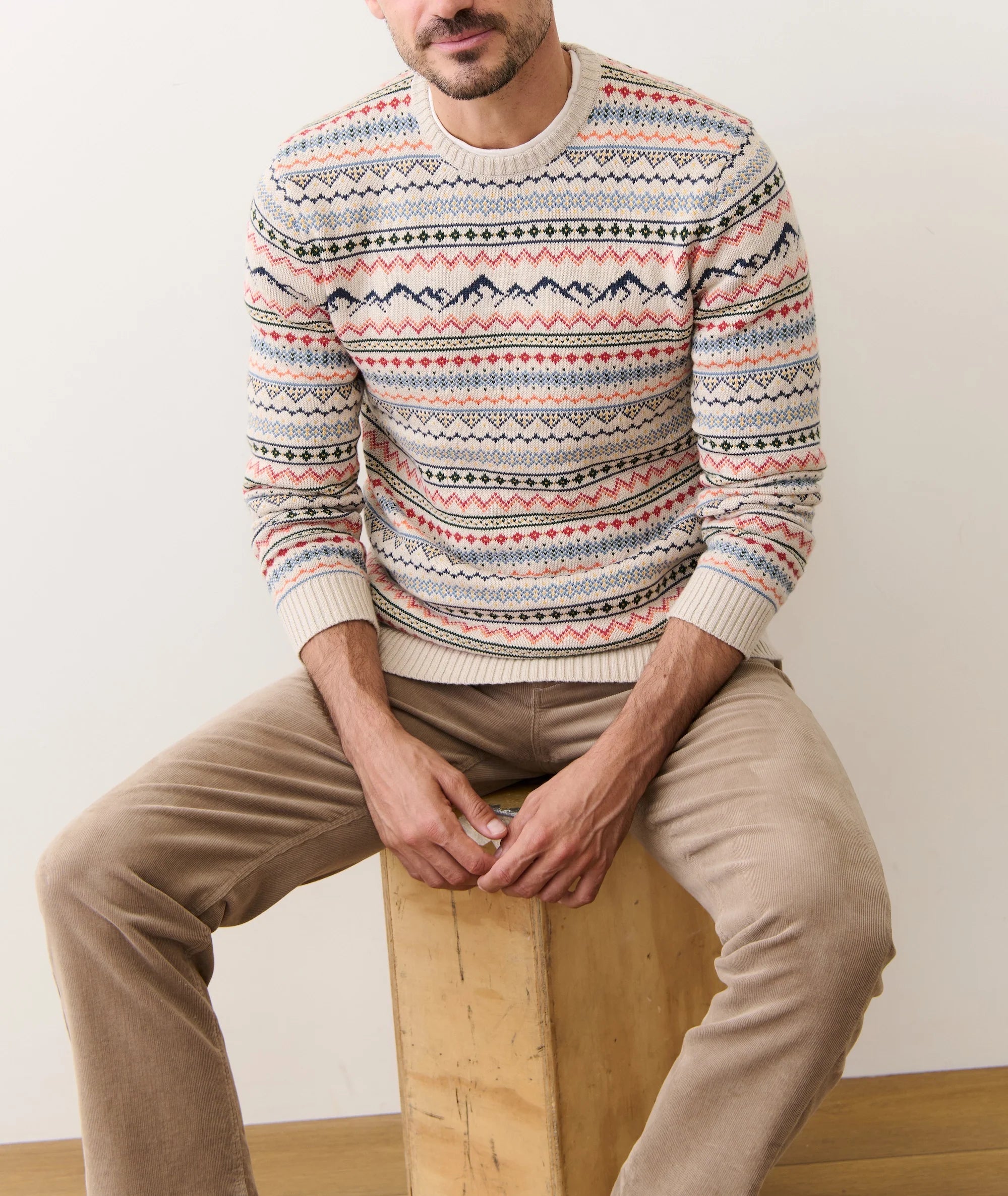 California Fair Isle Crew Sweater - Oatmeal Multi