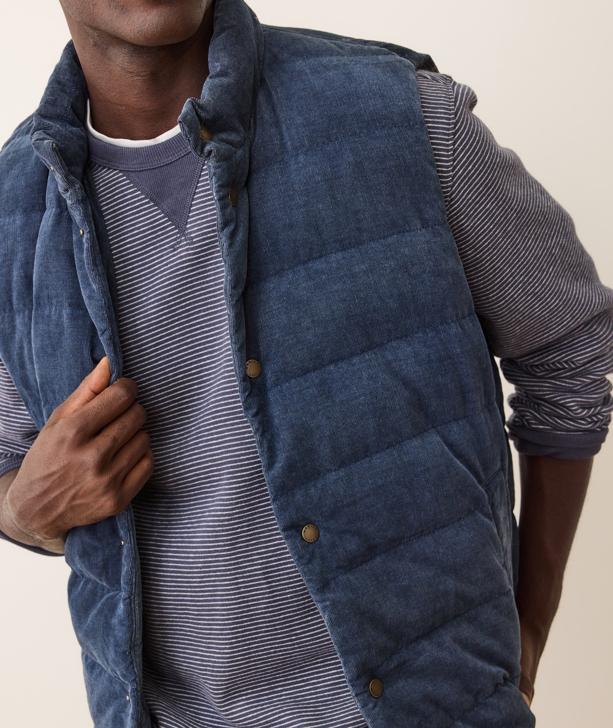 Palisades Cord Puffer Vest - Washed Indigo