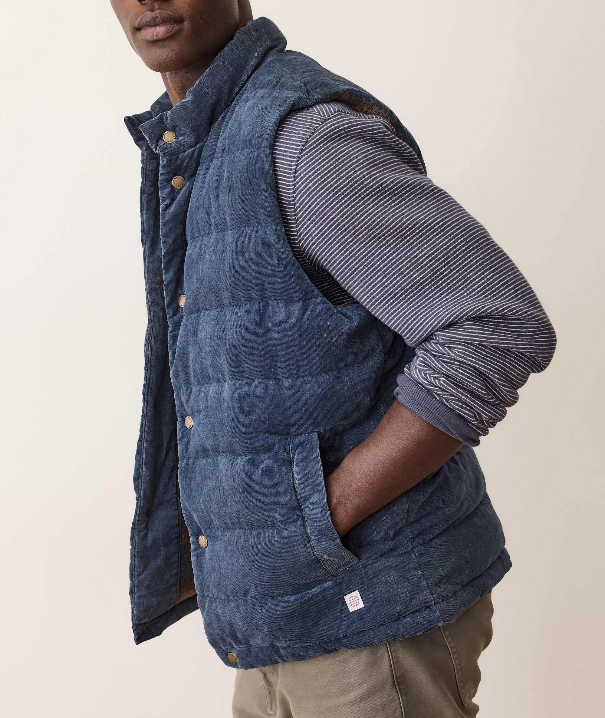 Palisades Cord Puffer Vest - Washed Indigo