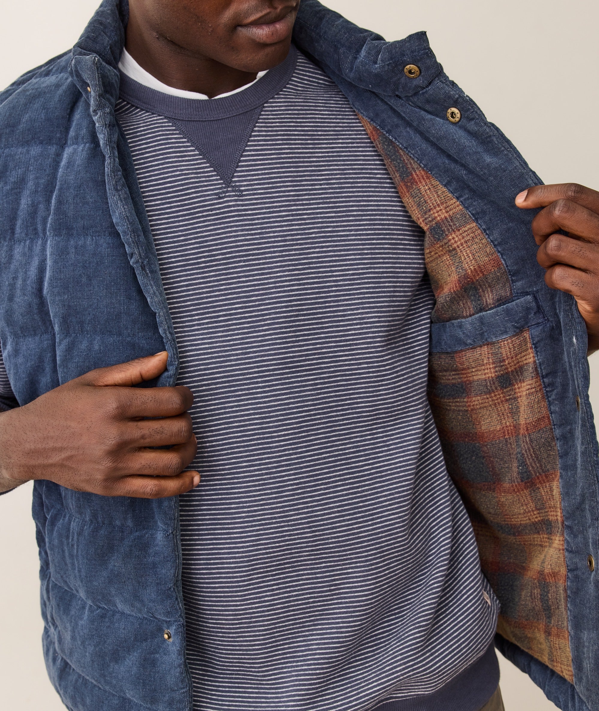 Palisades Cord Puffer Vest - Washed Indigo