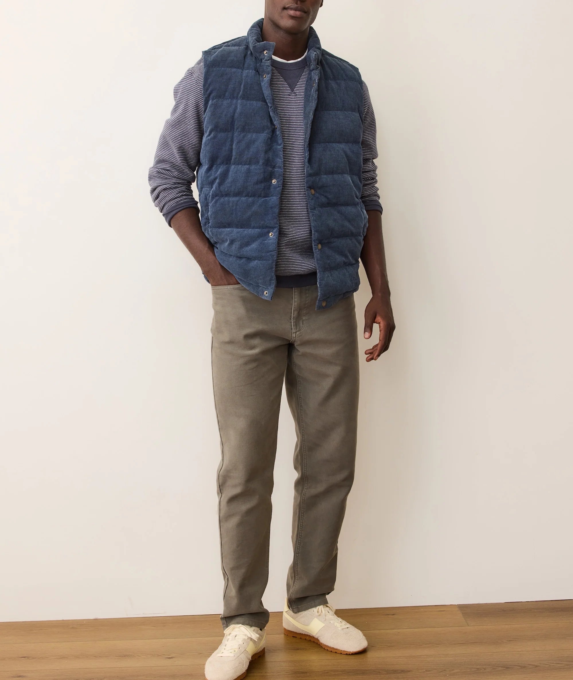 Palisades Cord Puffer Vest - Washed Indigo