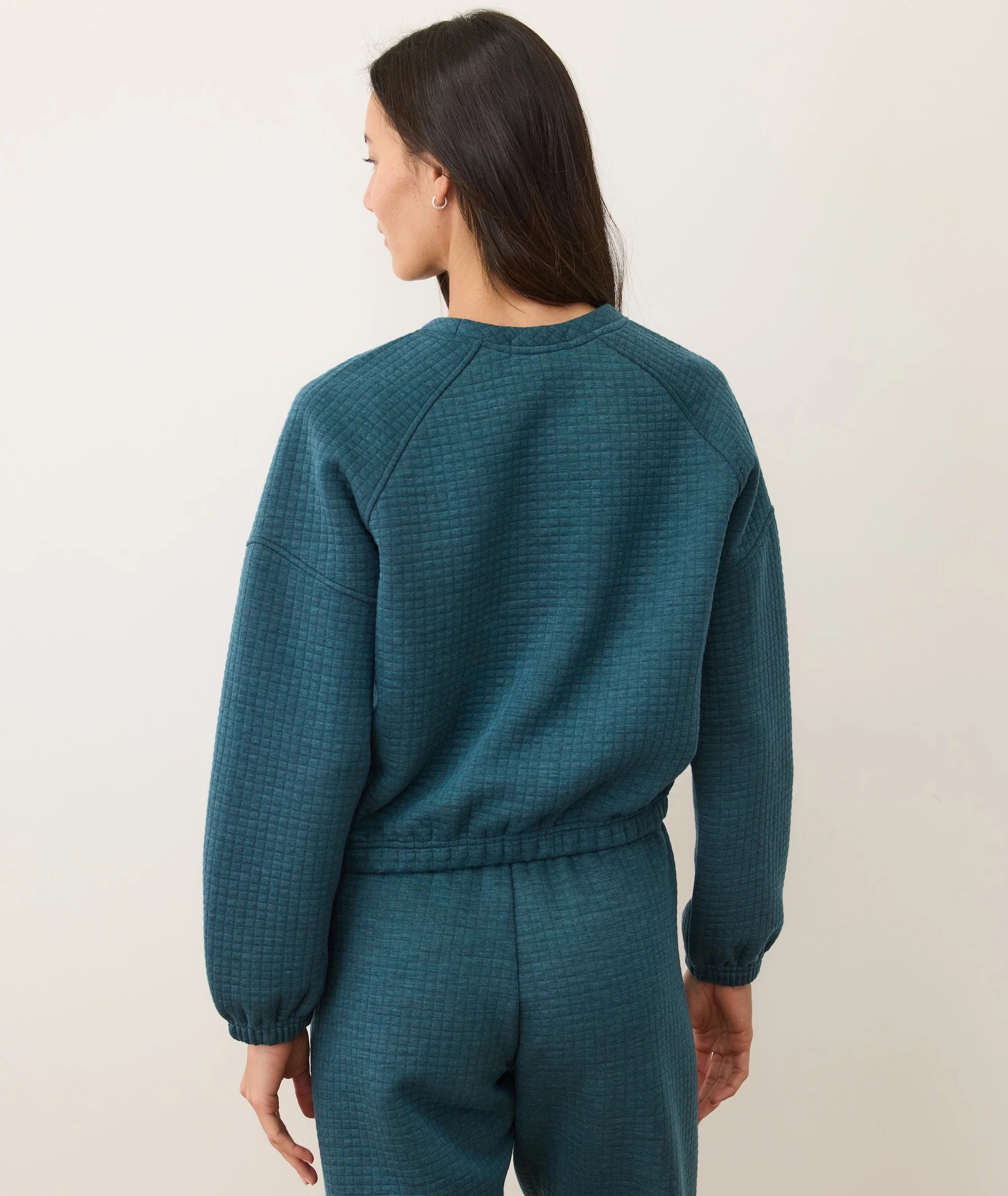 Corbet Quilted Crewneck - Dark Teal Heather