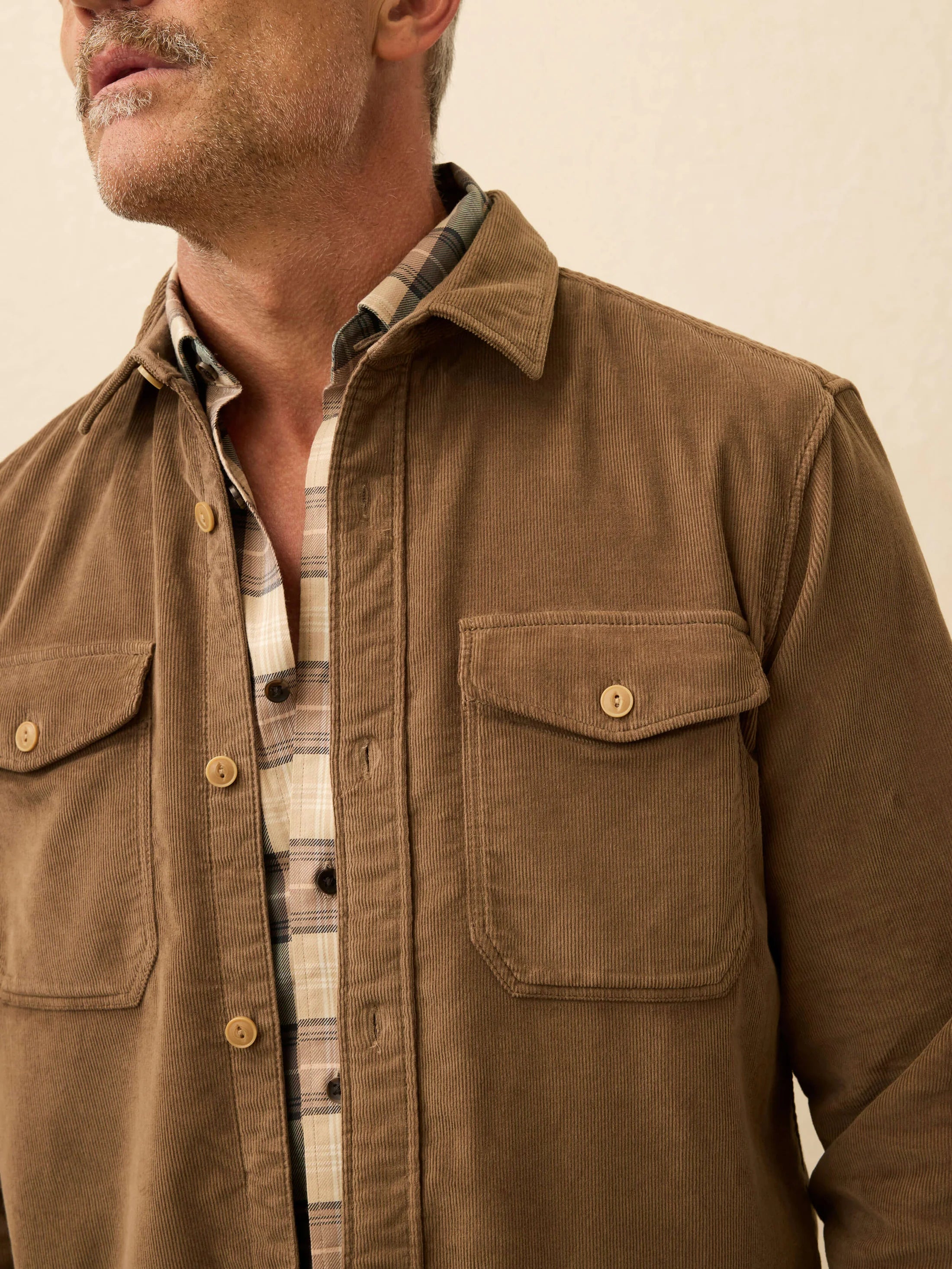 Stretch Terry Corduroy Workshirt - Timber