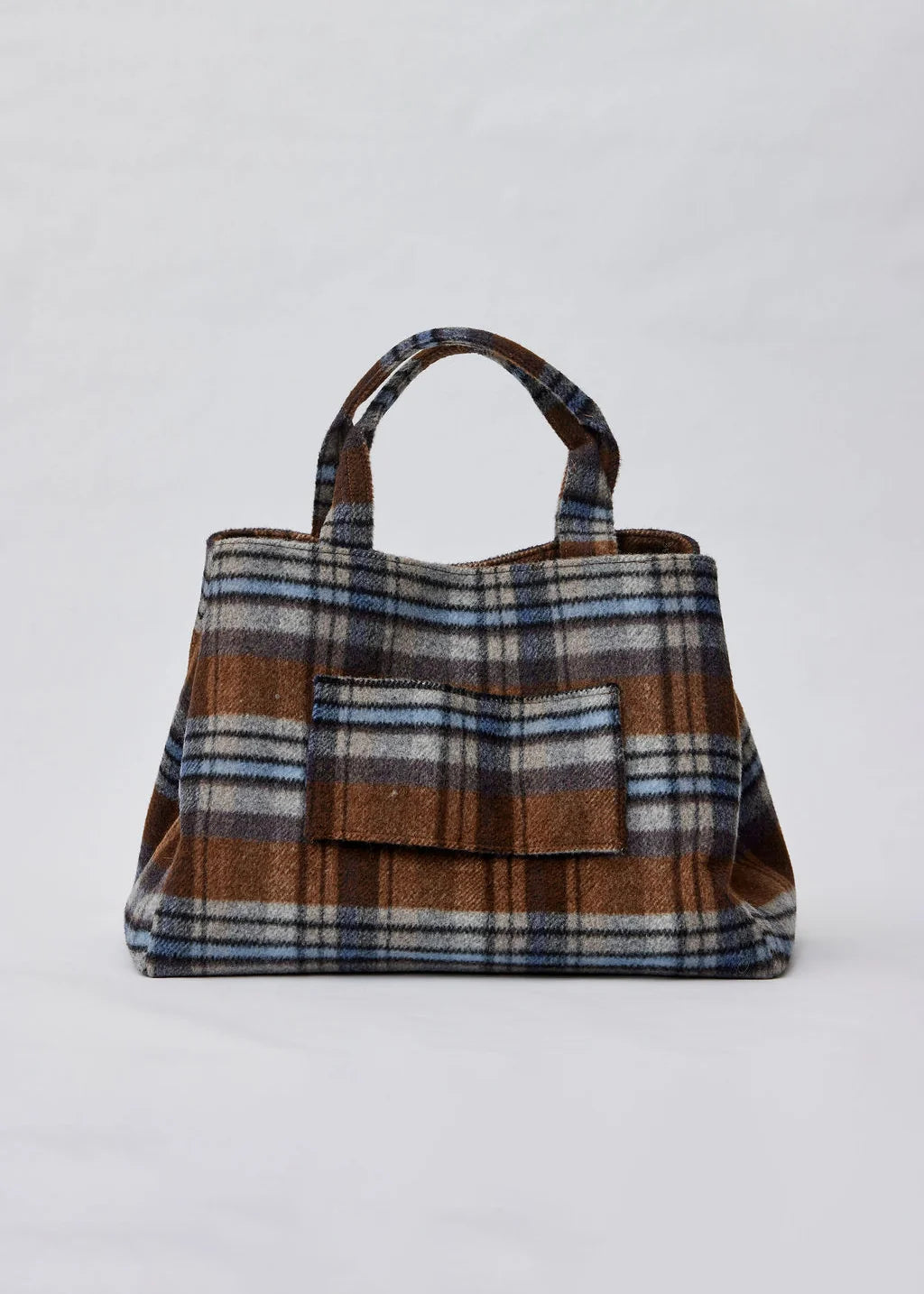 Plaid Airplane Tote - Denim/Brown Combo
