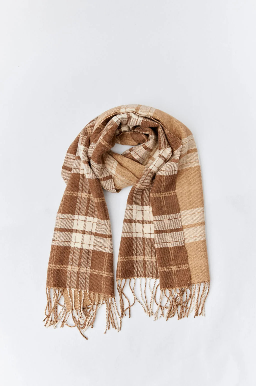 Reversible Plaid Scarf - Camel Combo