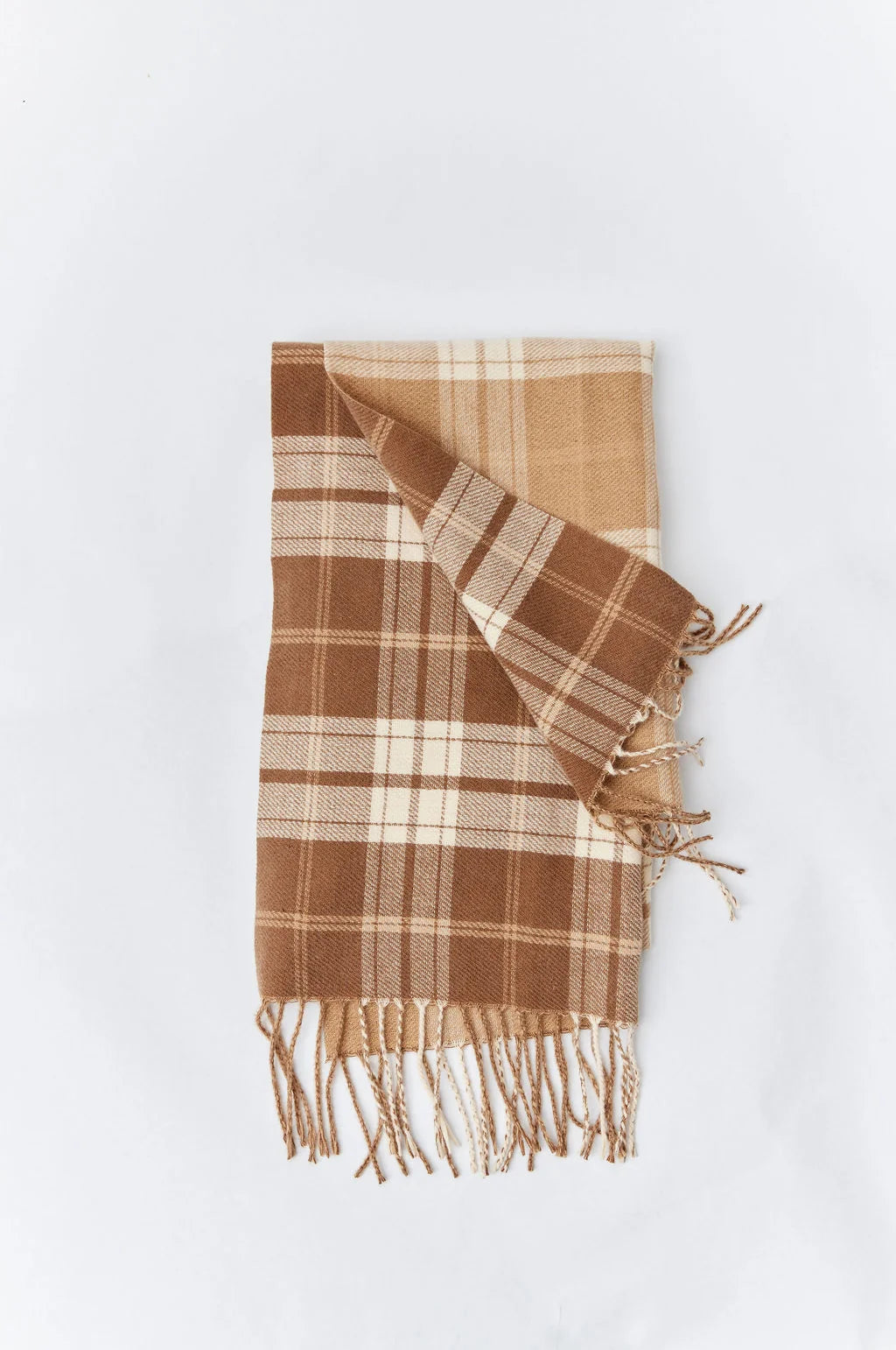 Reversible Plaid Scarf - Camel Combo