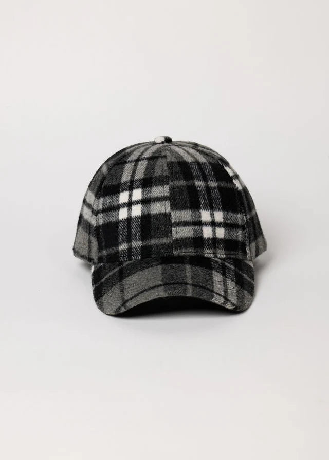 Plaid Check Cap - Black