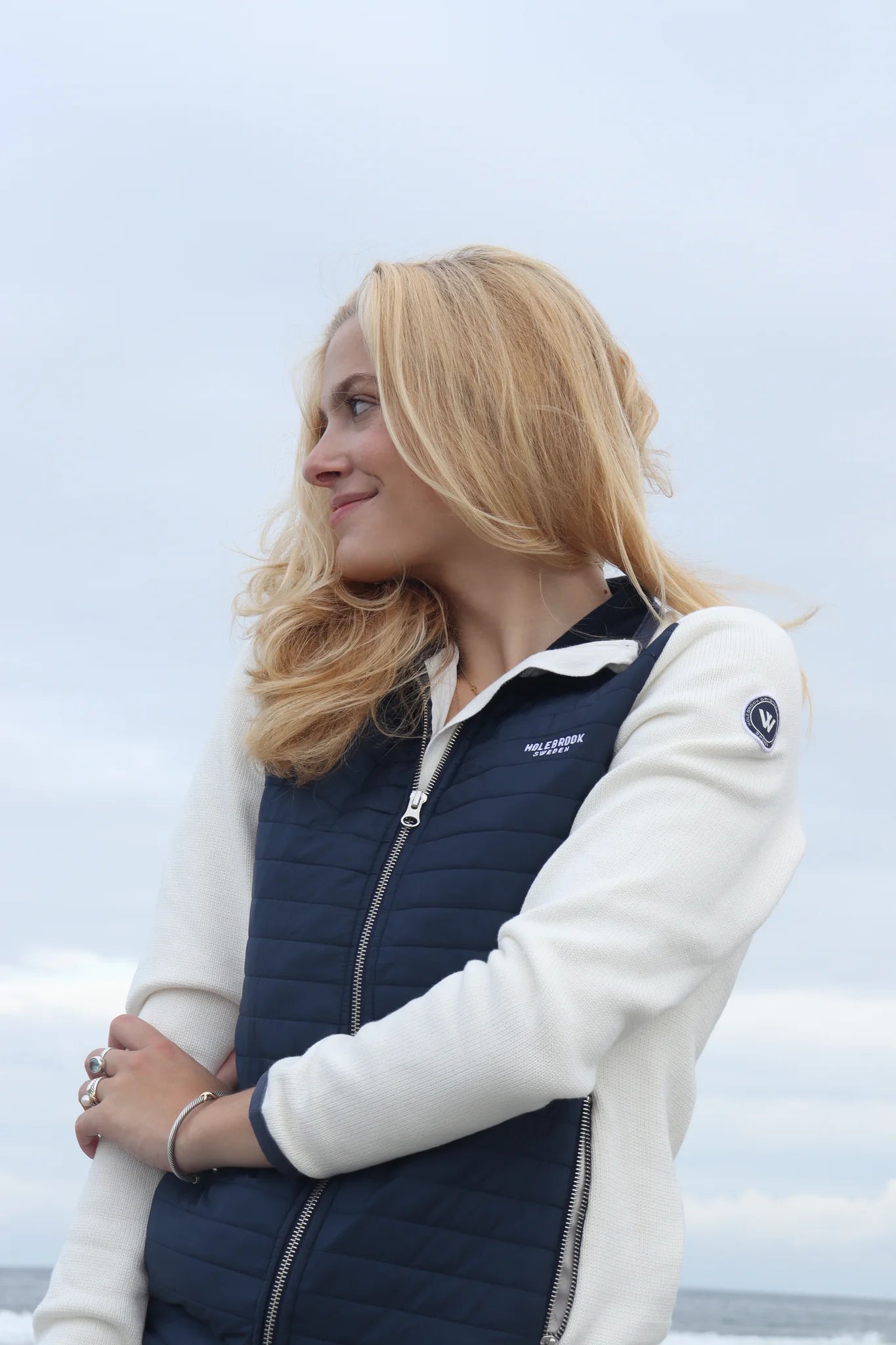 Mimmi Full Zip Windproof Jacket - Off White/Navy