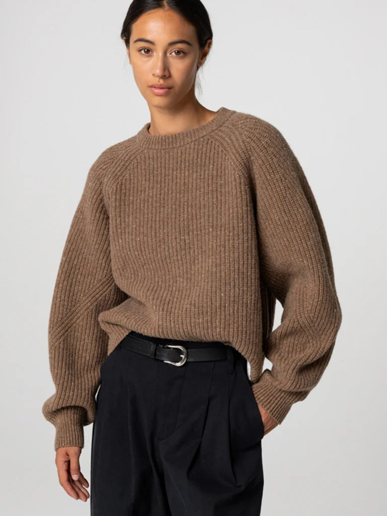 Women's Amy Powney + Finisterre Fisherman Rib Crew Neck Sweater - Earth