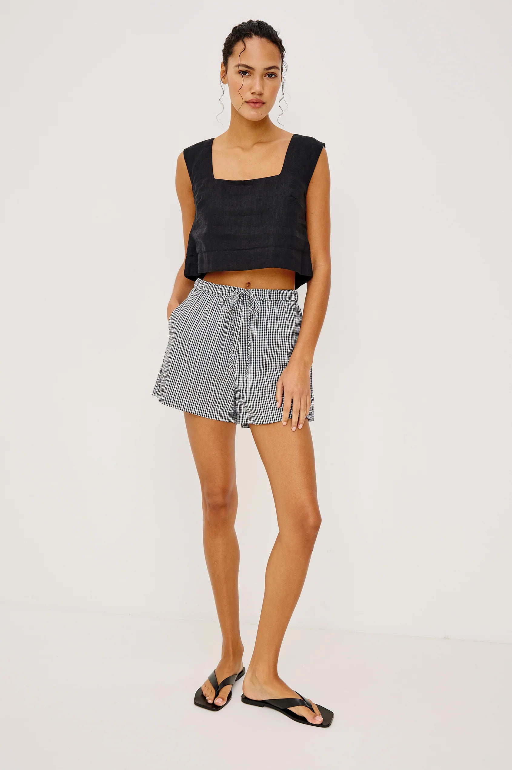 Jenner Shorts - Black Gingham