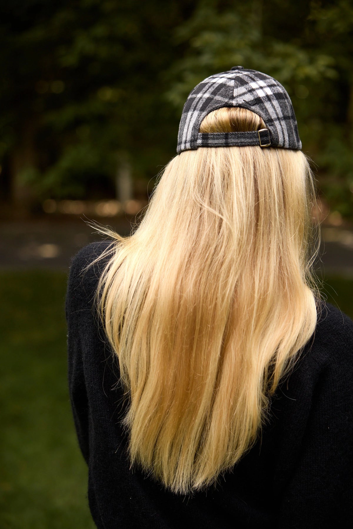 Plaid Check Cap - Black